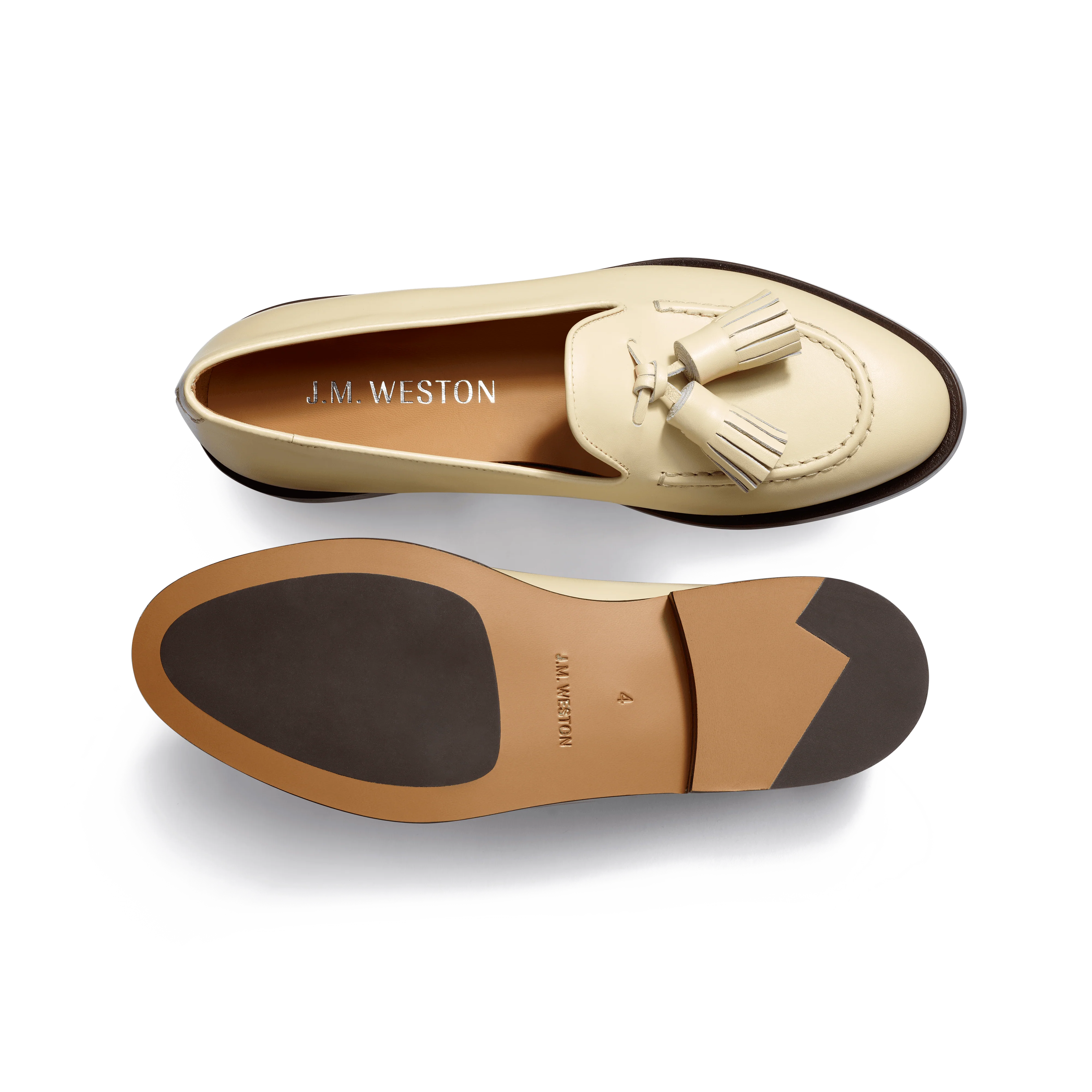 Mocassin à Pampilles [femme cuir veau lisse satiné ivoire] - Image 4