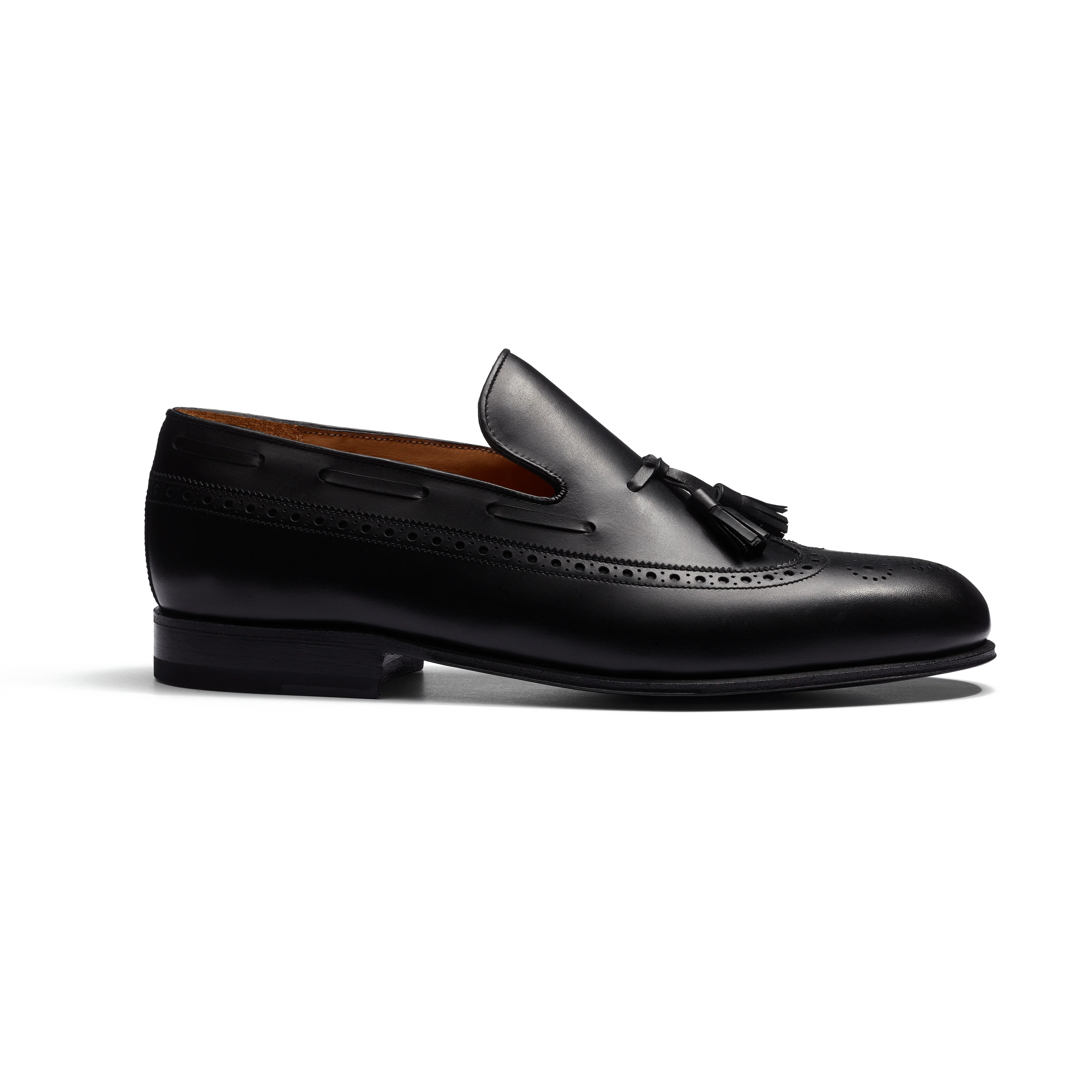 Mocassin à Pampilles Perforé [Homme cuir veau box noir]