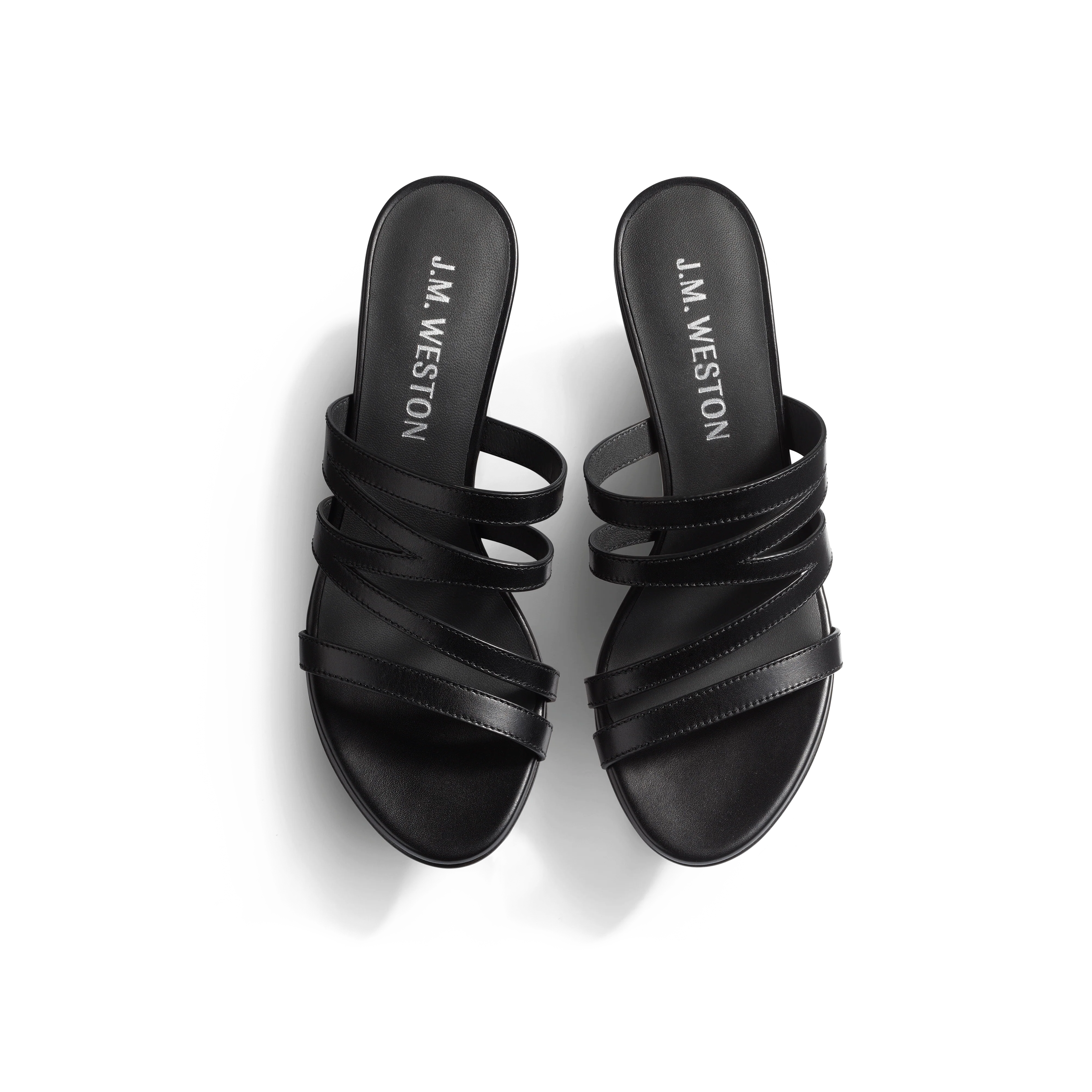 Mule à talon 5,5cm Double V [femme cuir veau lisse noir] - Image 3
