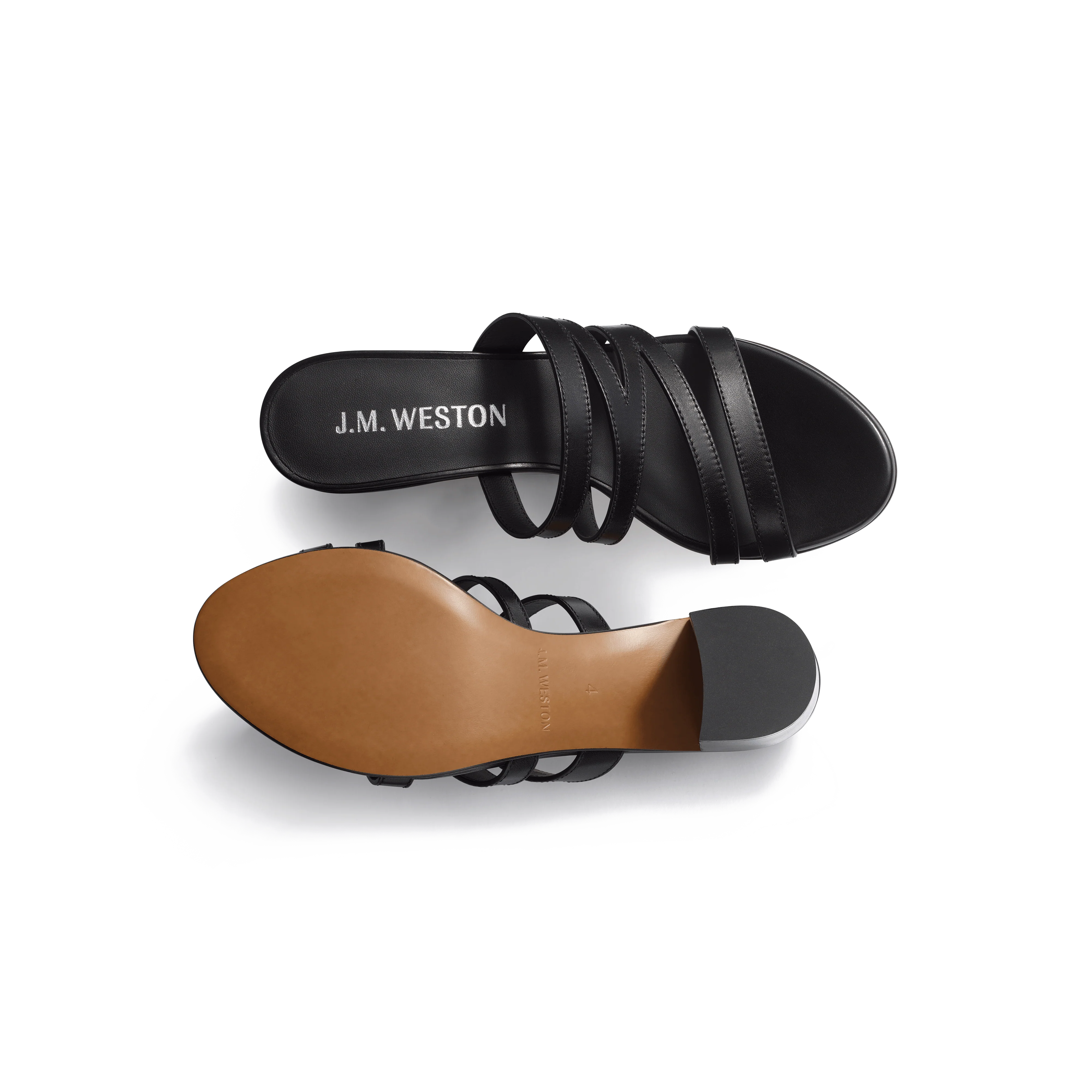 Mule à talon 5,5cm Double V [femme cuir veau lisse noir] - Image 4