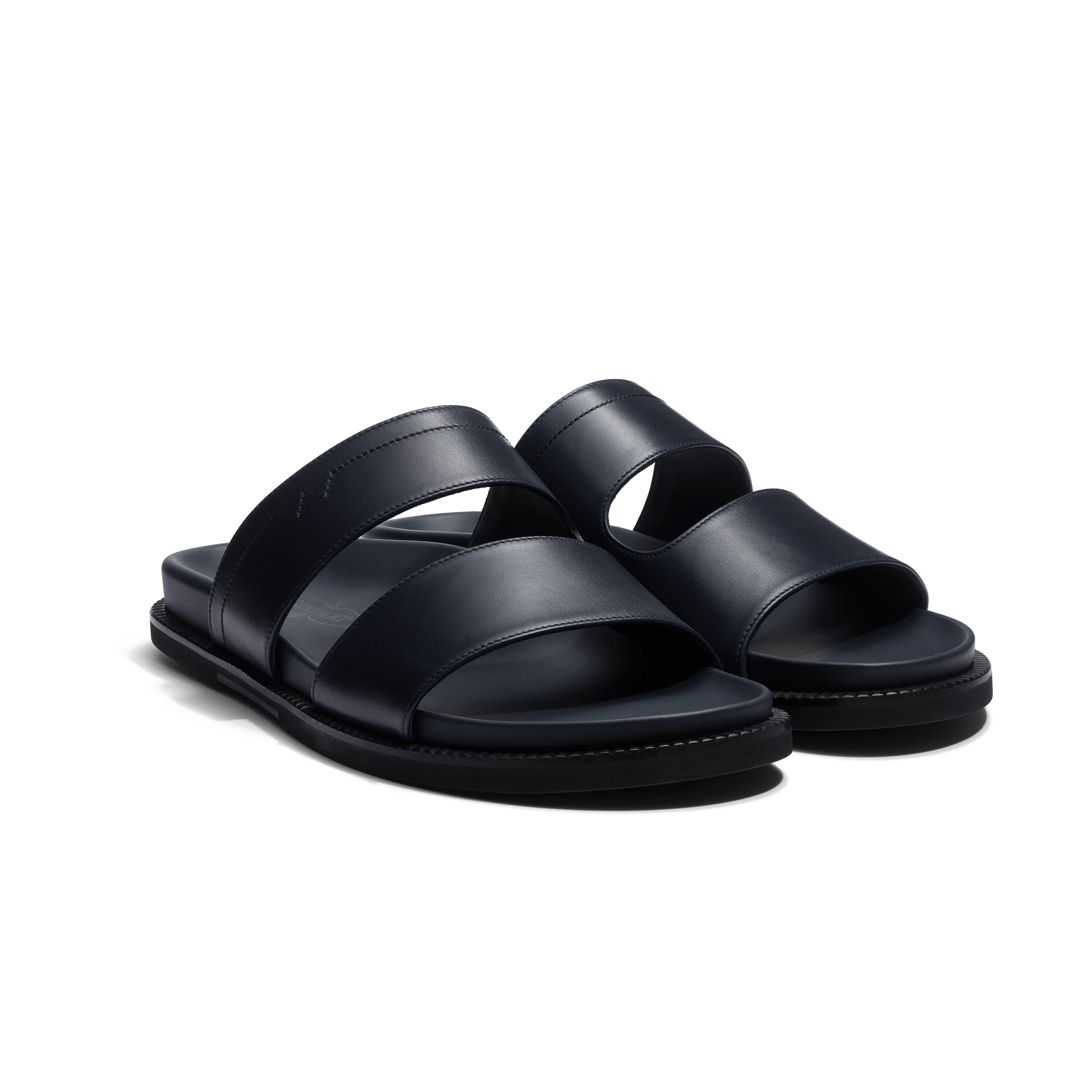 Mule Anatomique Double V [homme cuir veau lisse marine initial] - Image 2
