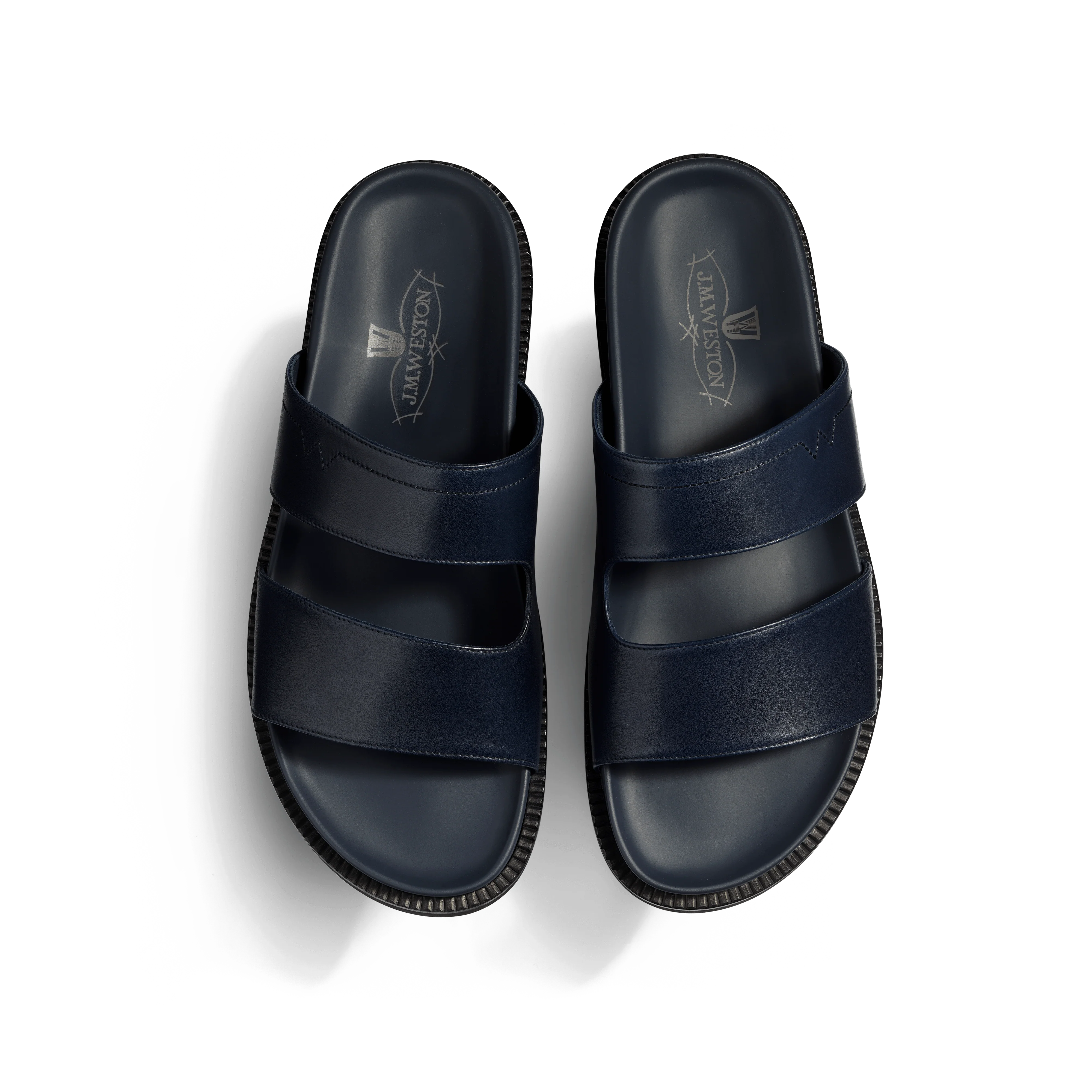 Mule Anatomique Double V [homme cuir veau lisse marine initial] - Image 3