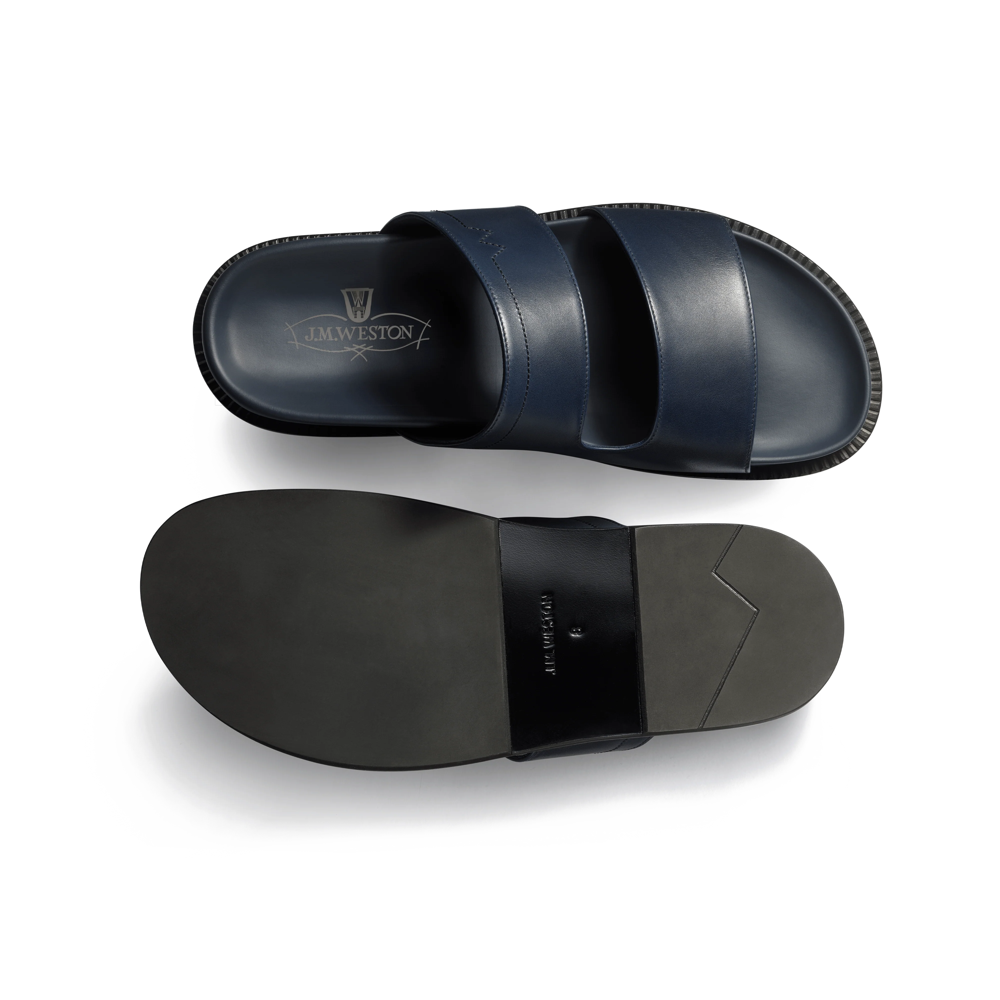 Mule Anatomique Double V [homme cuir veau lisse marine initial] - Image 4