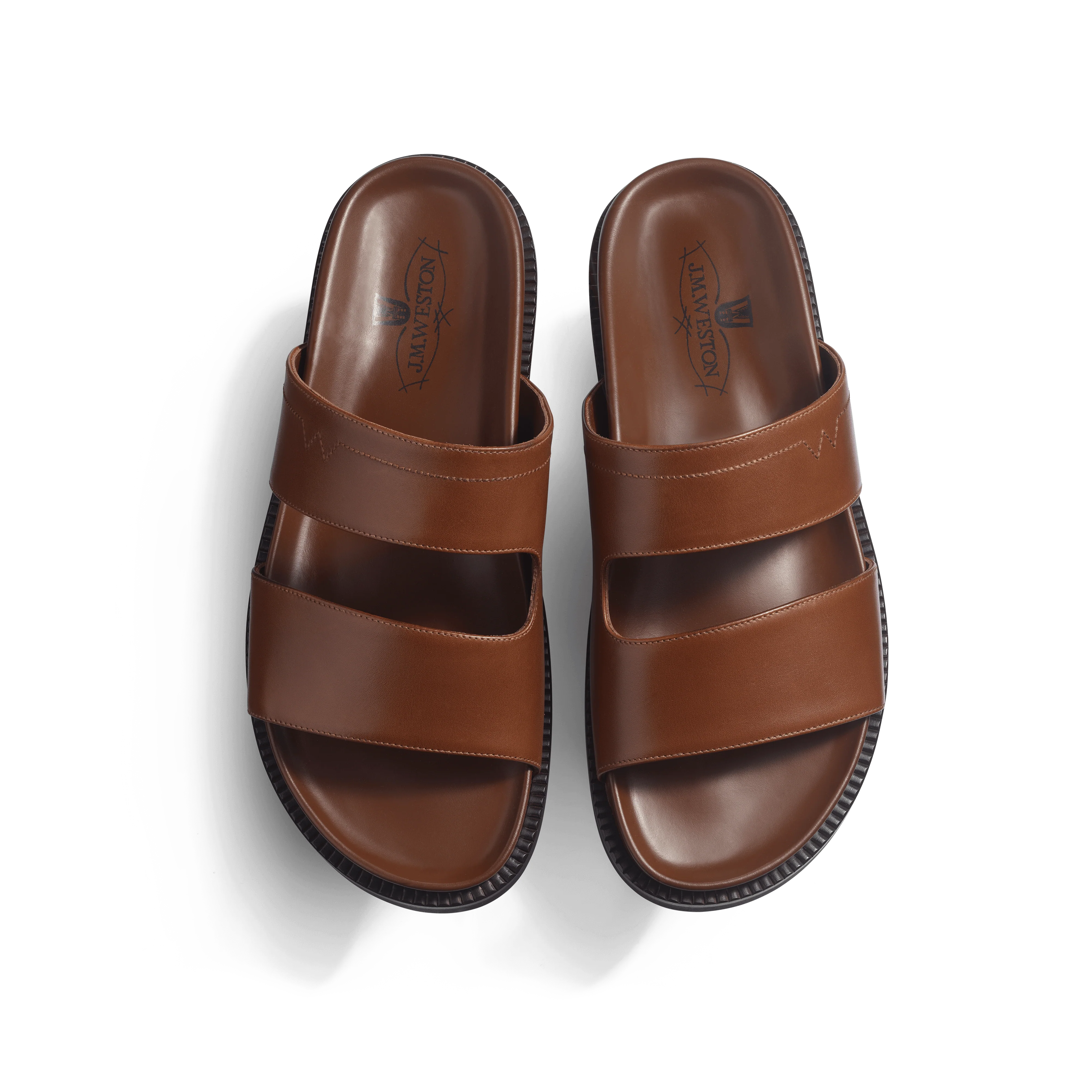 Mule Anatomique Double V [homme cuir veau lisse marron bergeronnette] - Image 3