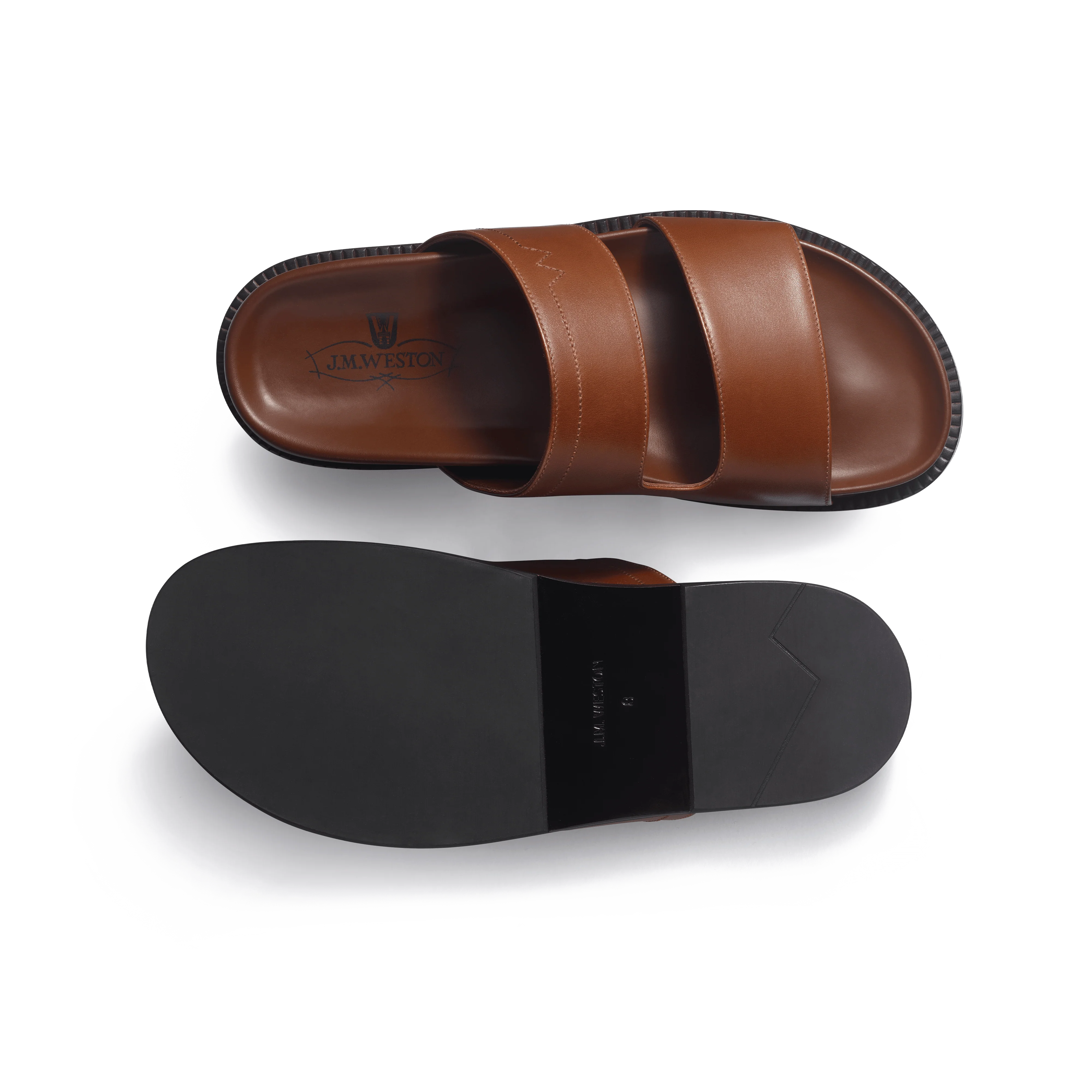 Mule Anatomique Double V [homme cuir veau lisse marron bergeronnette] - Image 4