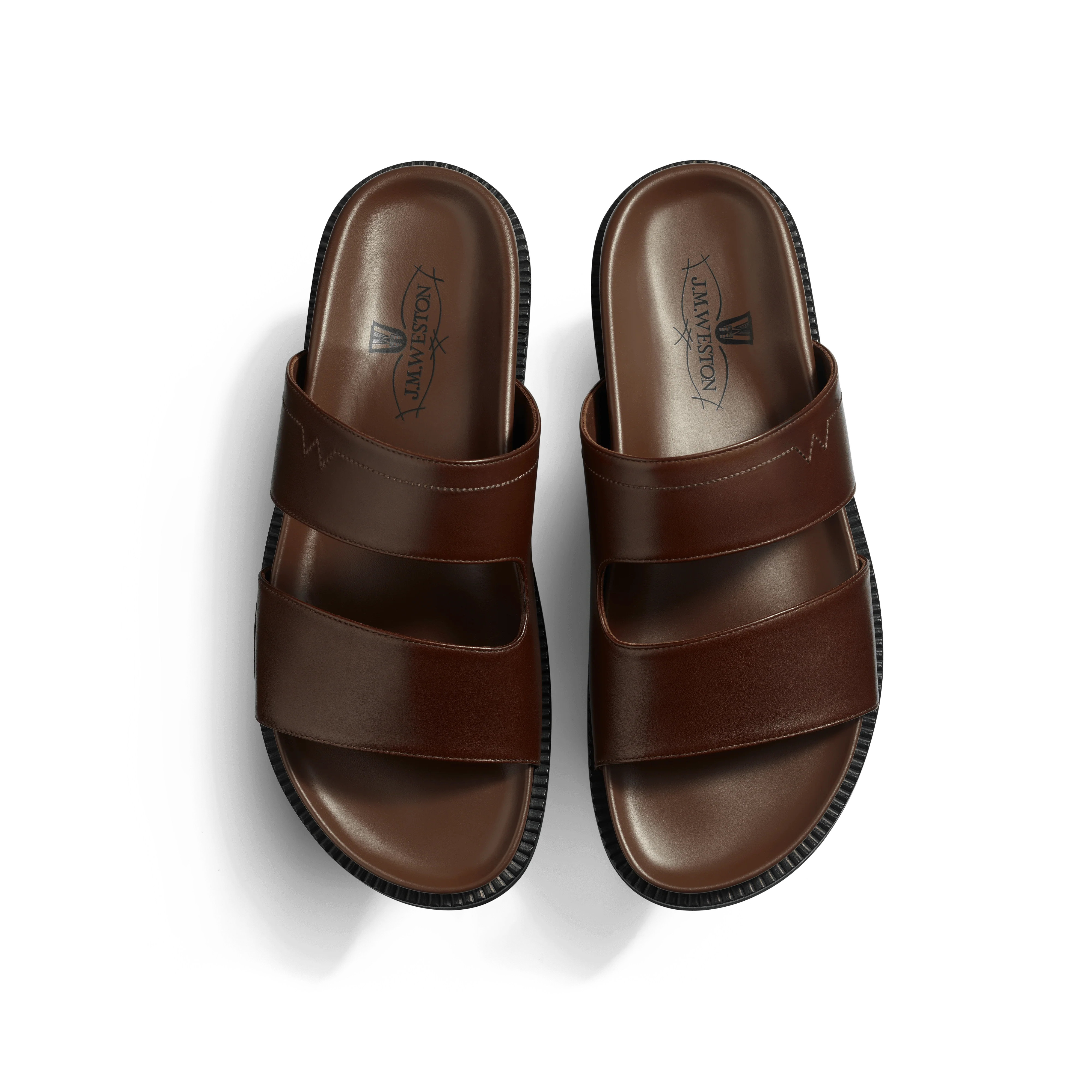 Mule Anatomique Double V [homme cuir veau lisse marron mélèze] - Image 3