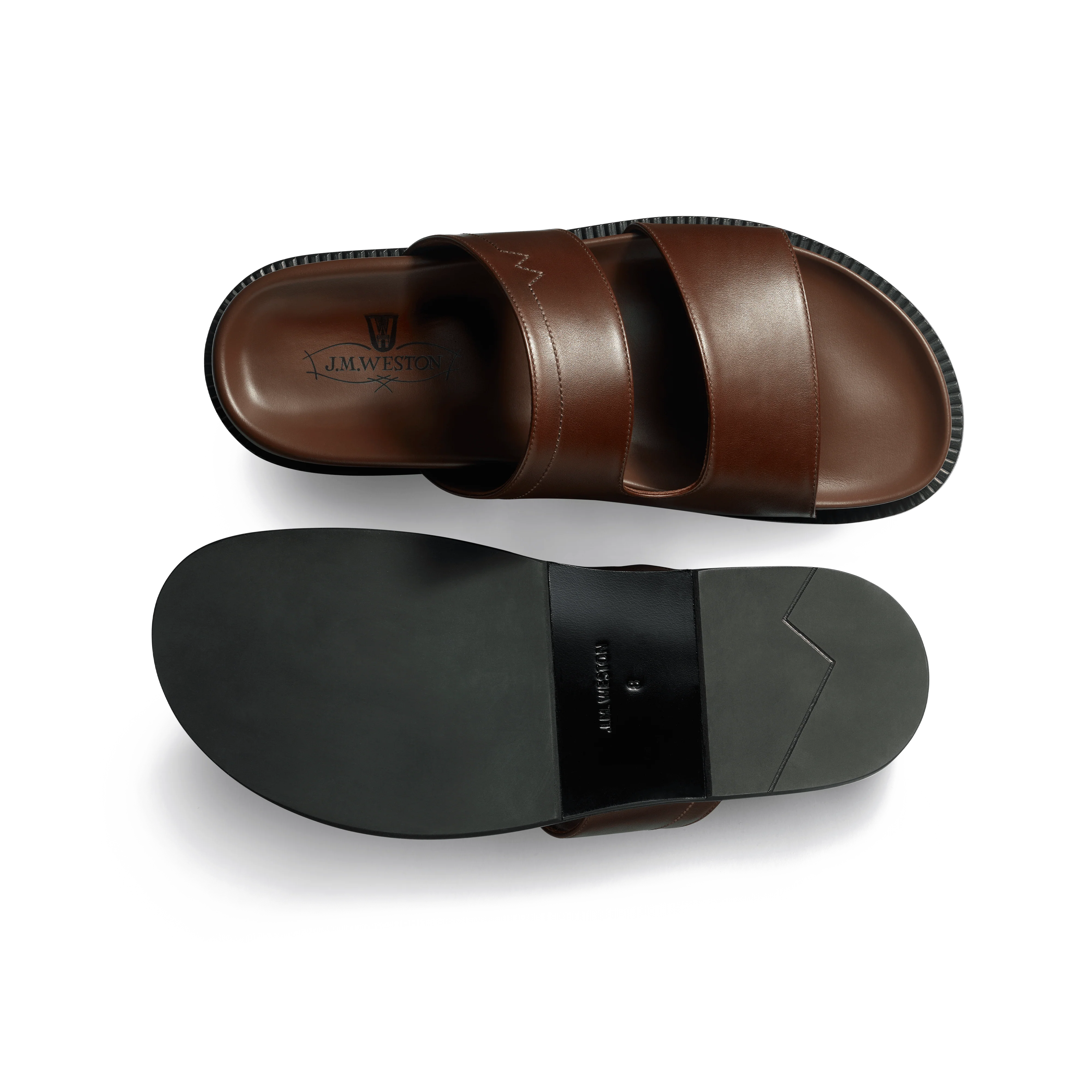 Mule Anatomique Double V [homme cuir veau lisse marron mélèze] - Image 4