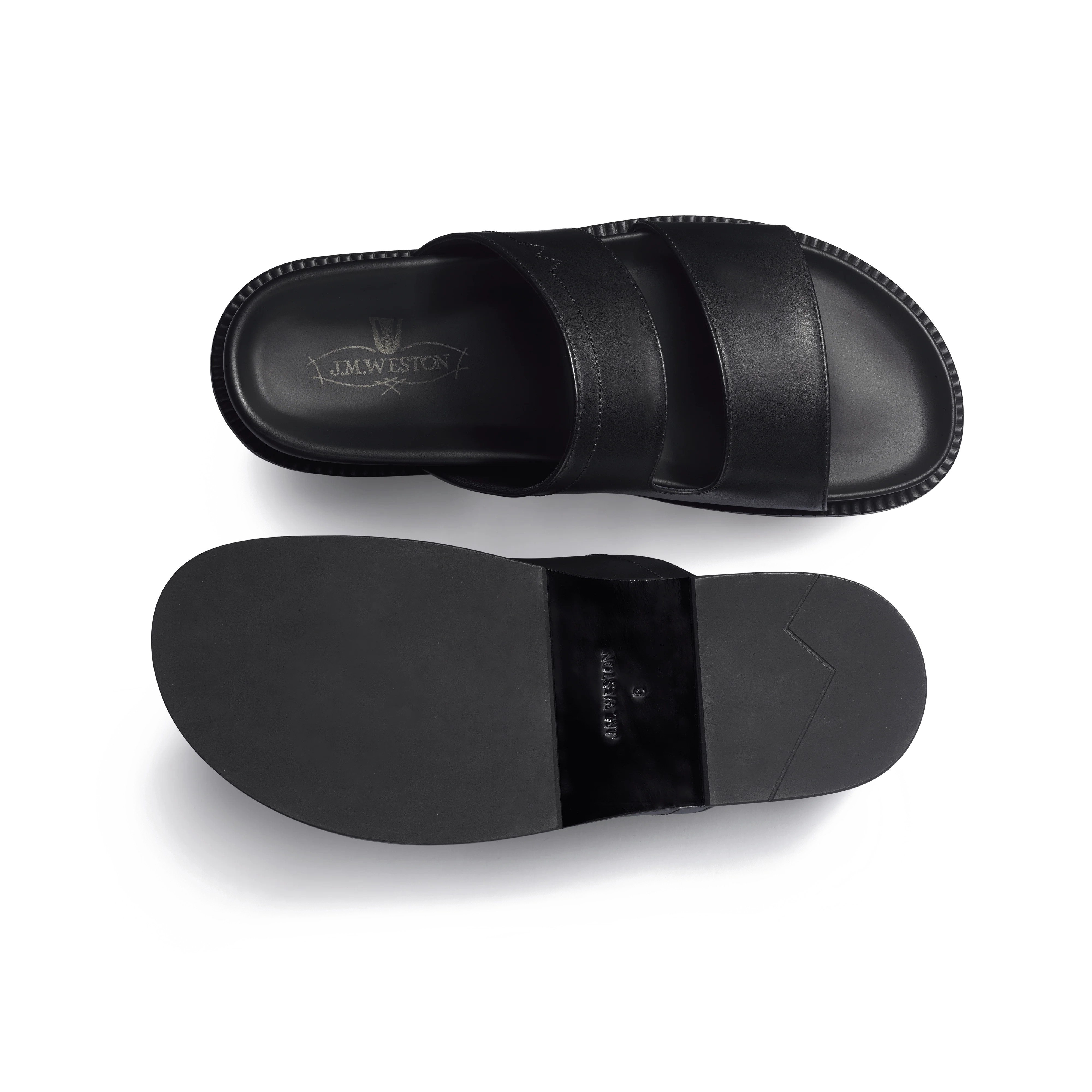 Mule Anatomique Double V [homme cuir veau lisse noir] - Image 4