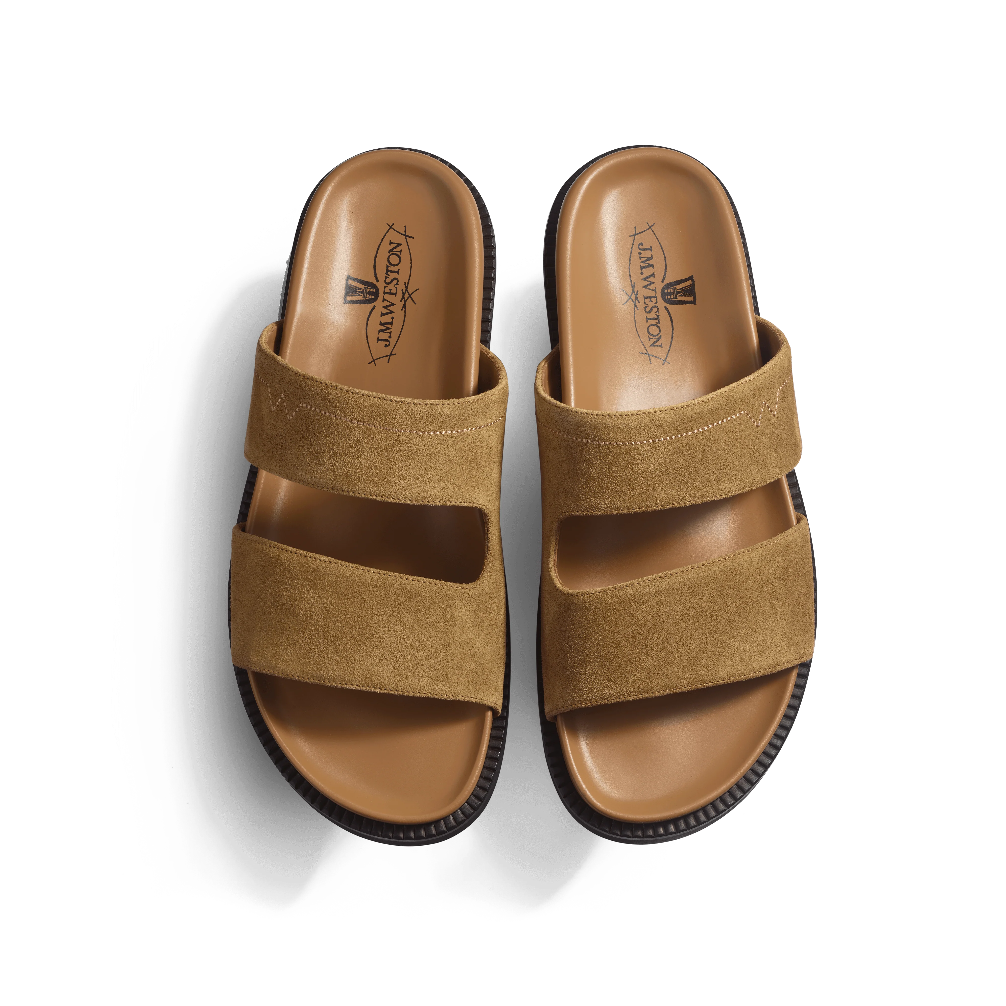 Mule Anatomique Double V [homme cuir veau velours sable] - Image 3