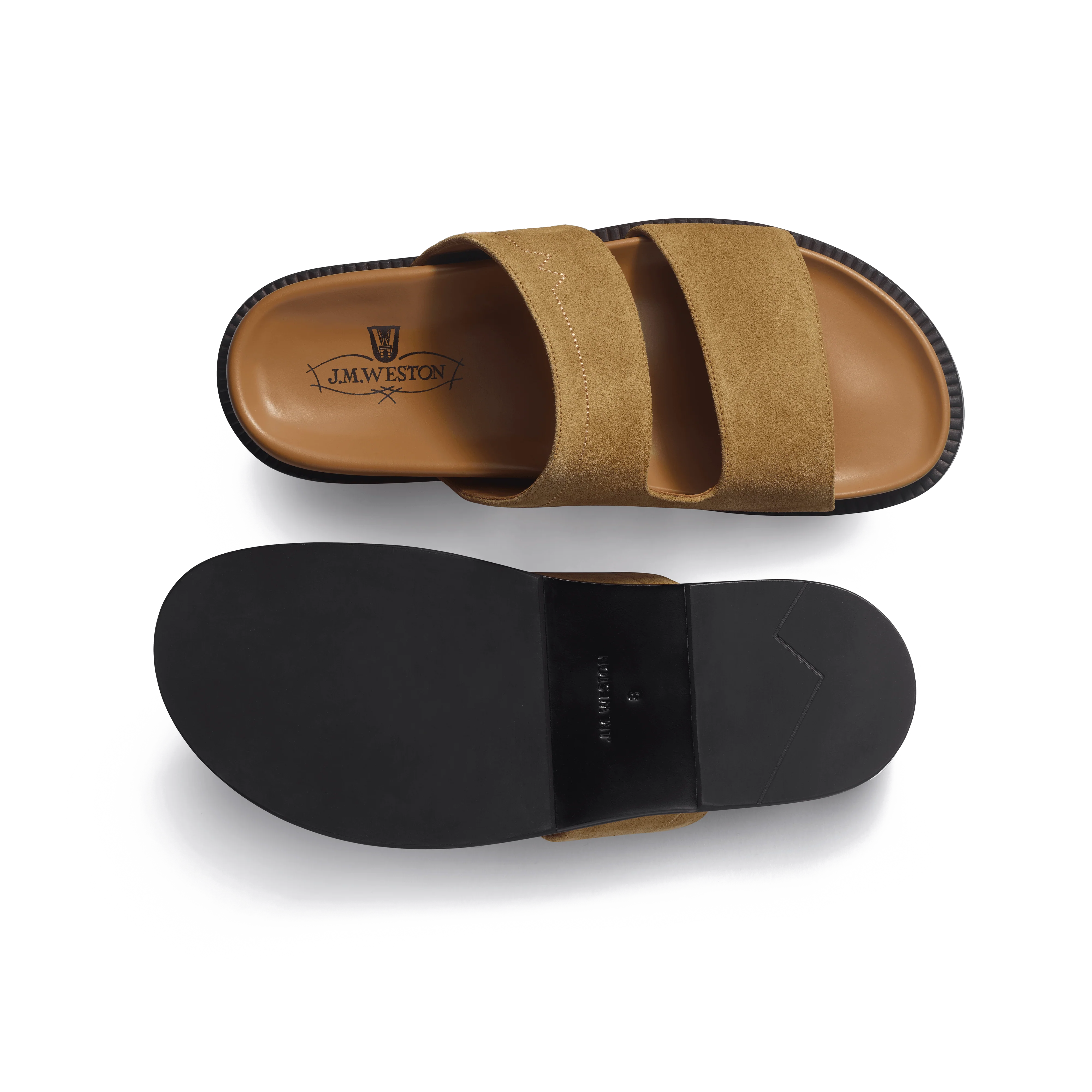 Mule Anatomique Double V [homme cuir veau velours sable] - Image 4