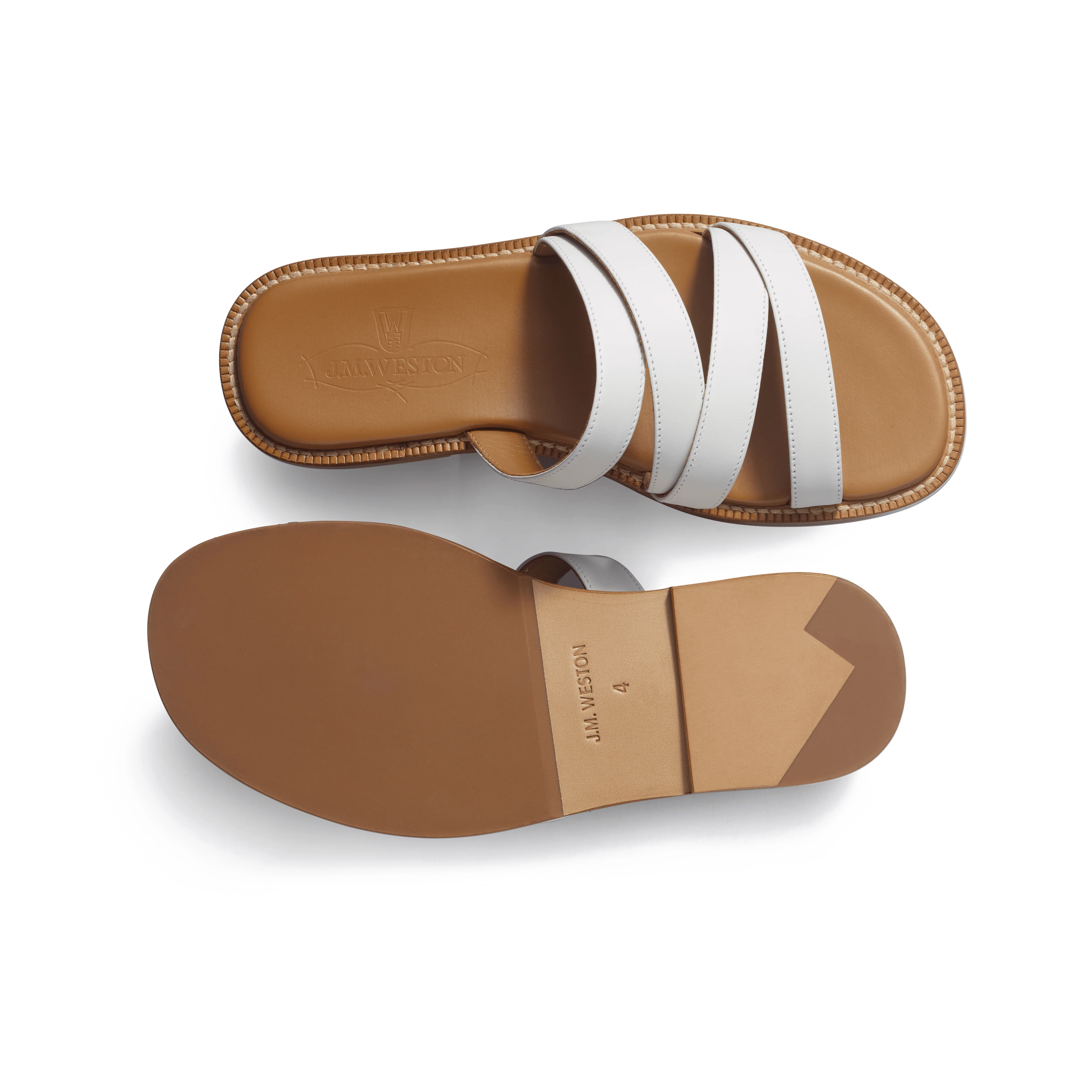 Mule Double V [femme cuir veau lisse blanc] - Image 4
