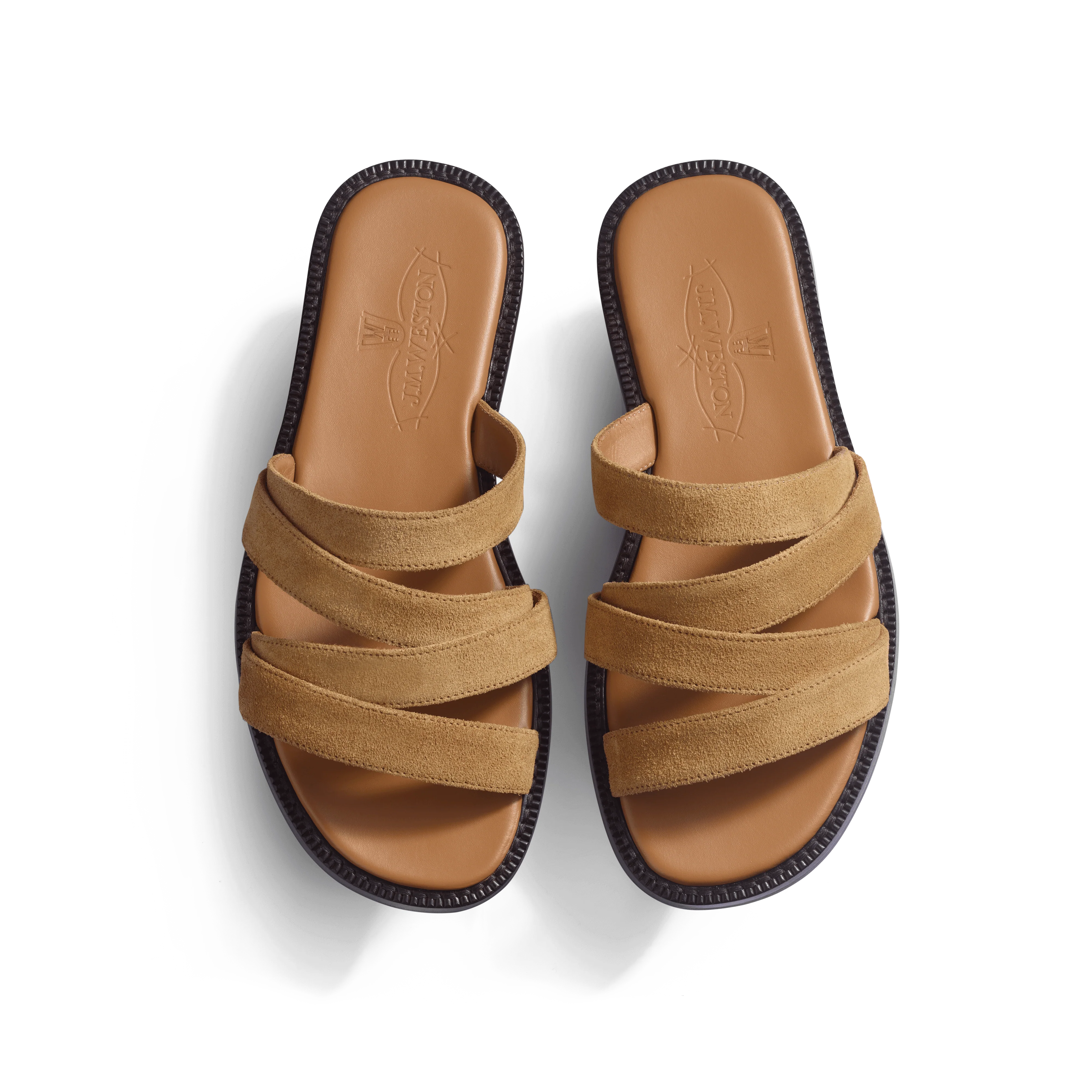Mule Double V [femme cuir veau velours beachnut] - Image 3