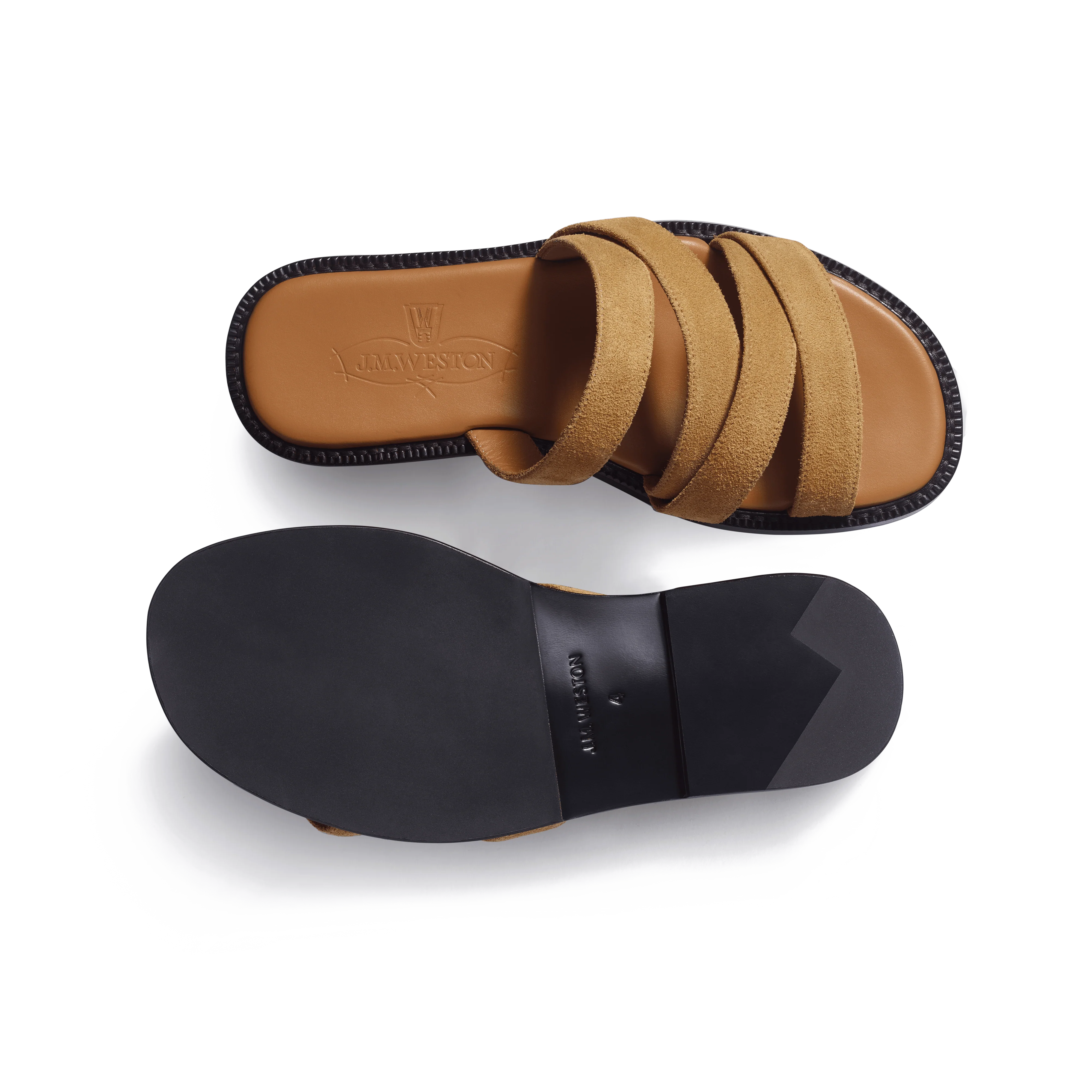 Mule Double V [femme cuir veau velours beachnut] - Image 4