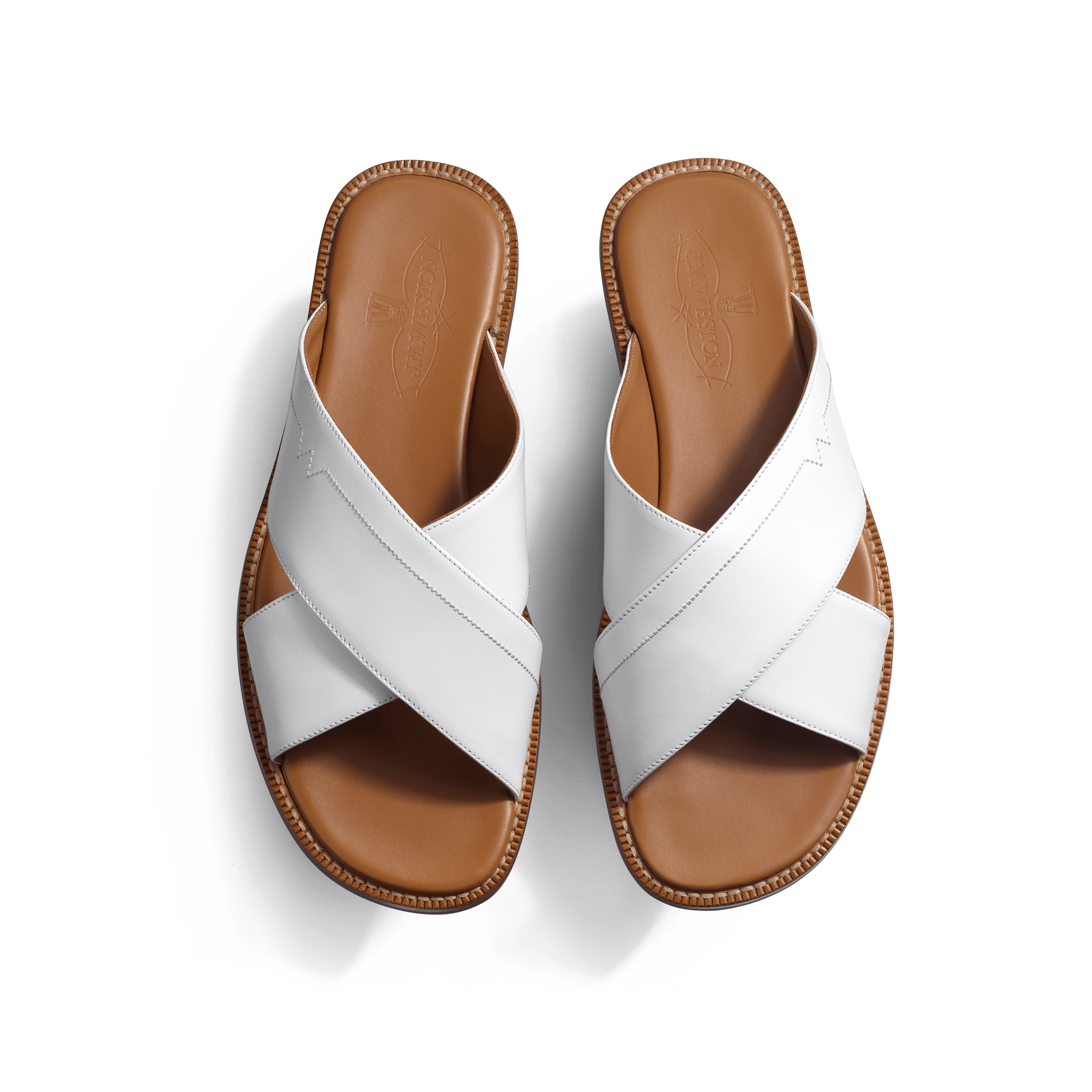 Mule Croisée Double V [homme cuir veau lisse blanc] - Image 3