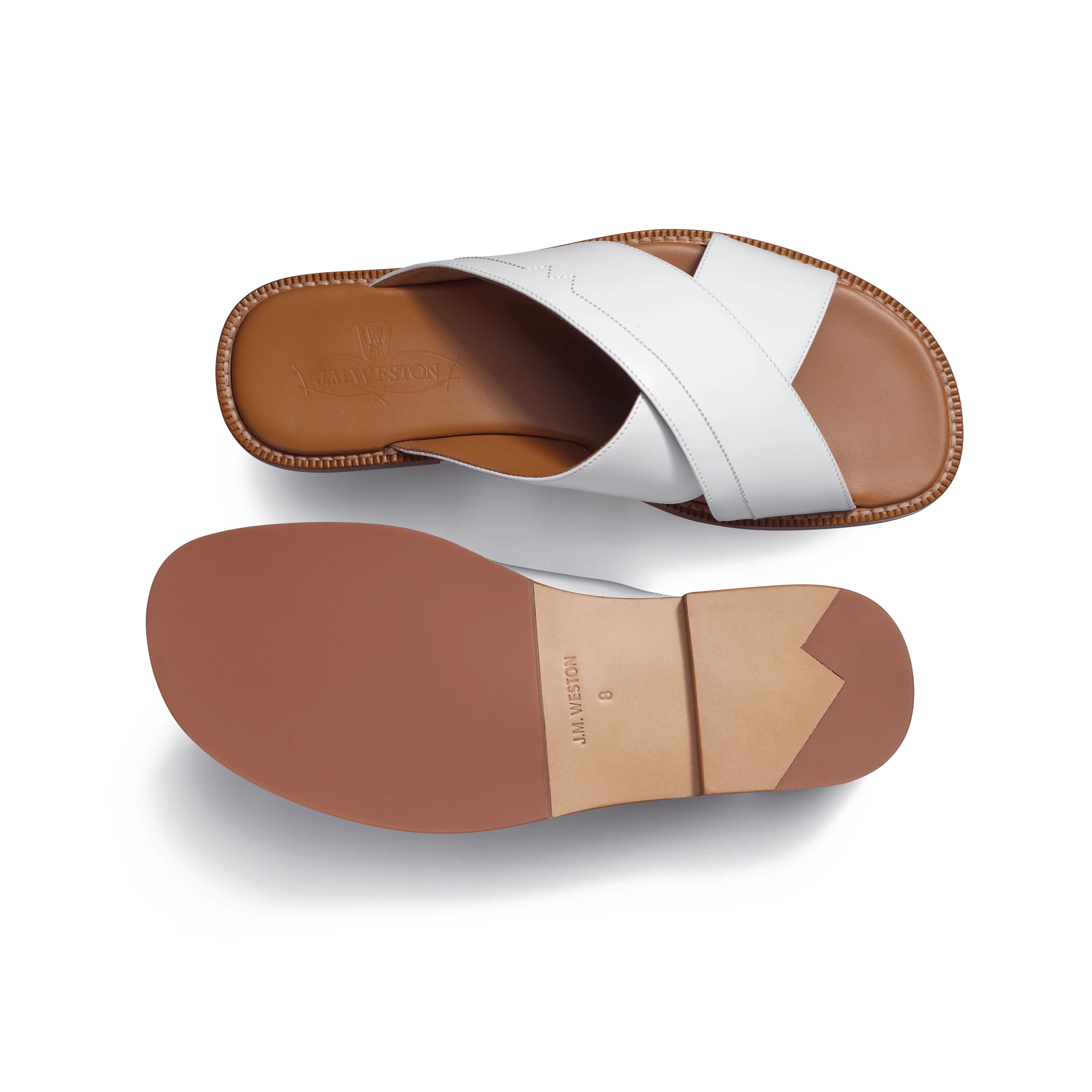 Mule Croisée Double V [homme cuir veau lisse blanc] - Image 4
