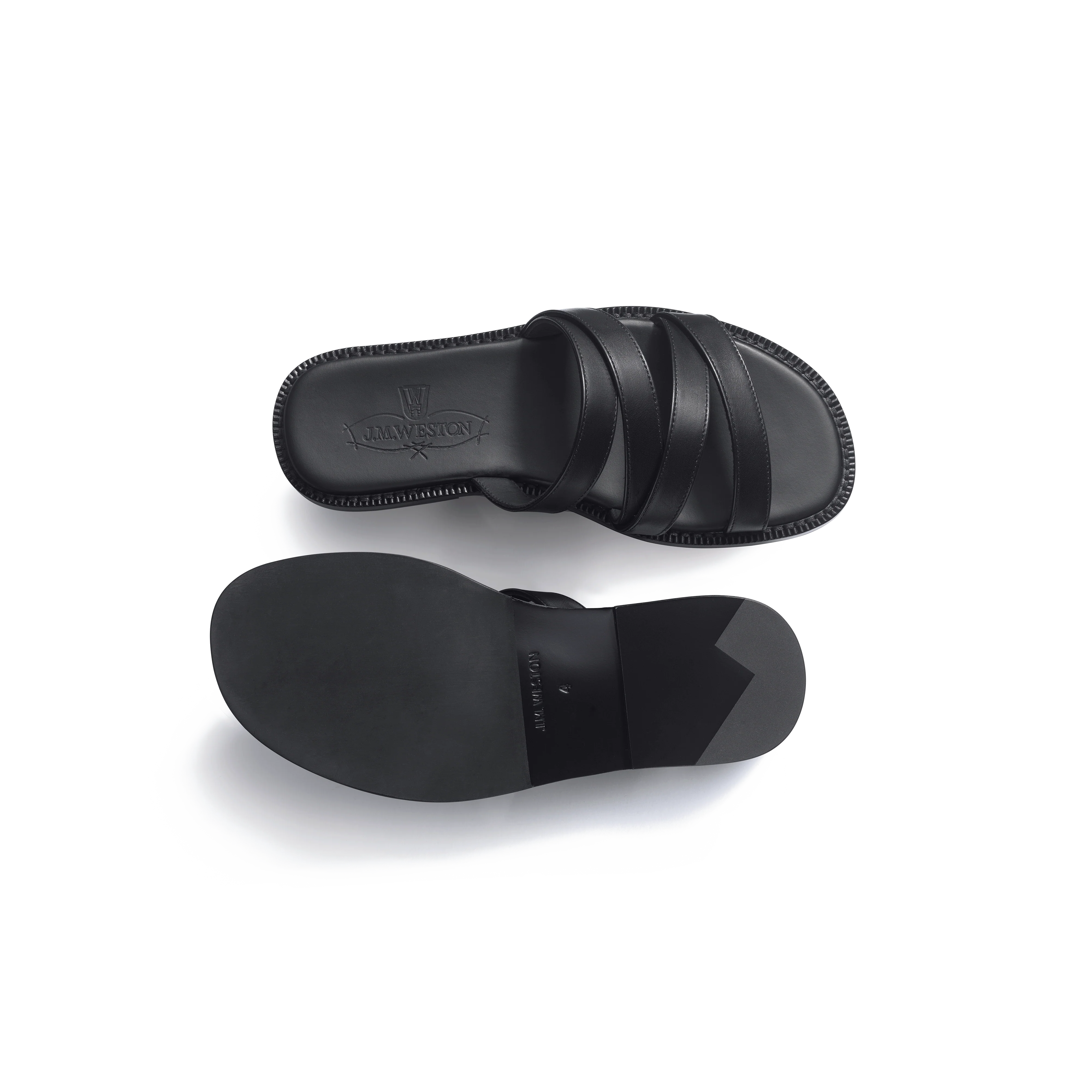 Mule Double V [femme cuir veau lisse noir] - Image 4