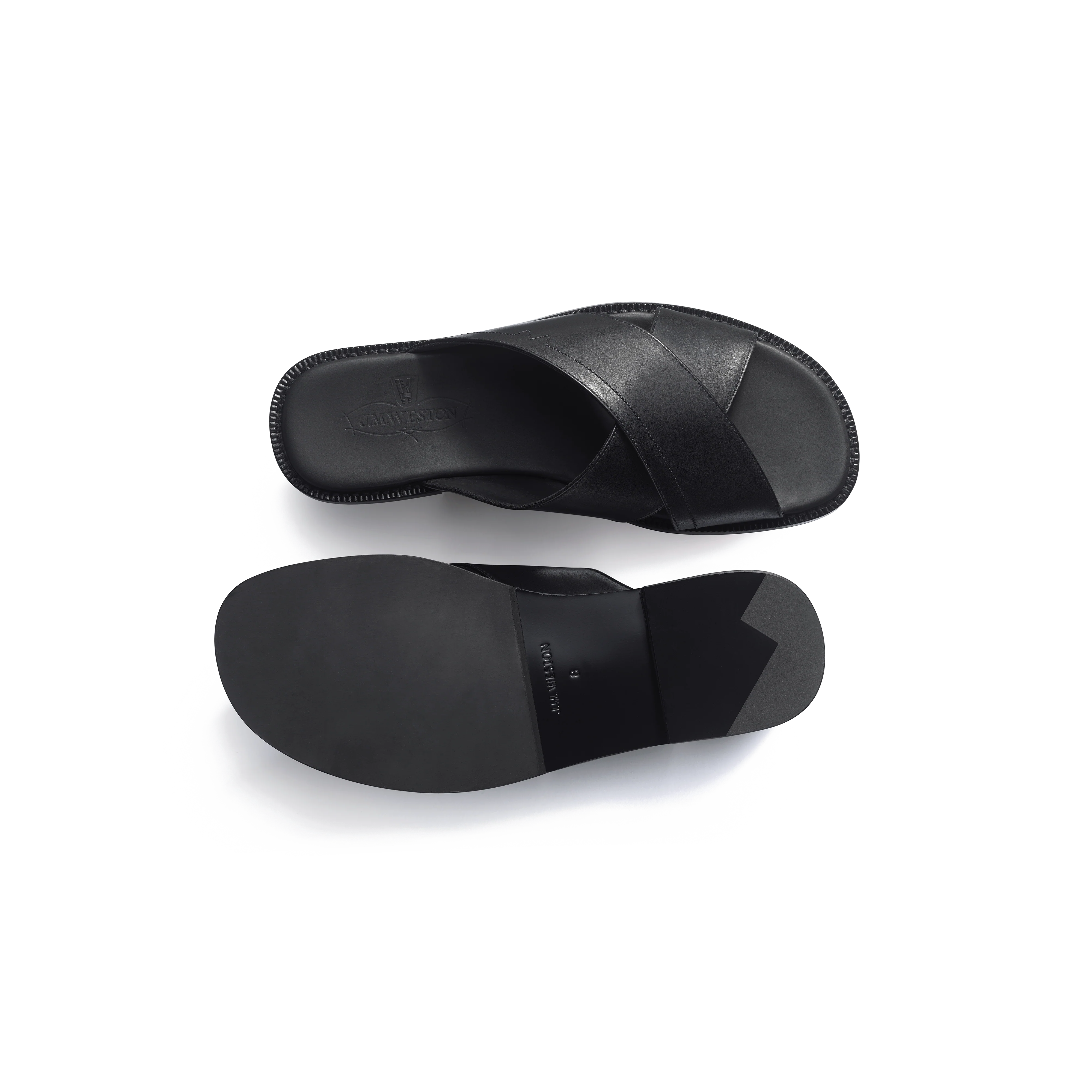 Mule Croisée Double V [homme cuir veau lisse noir] - Image 4