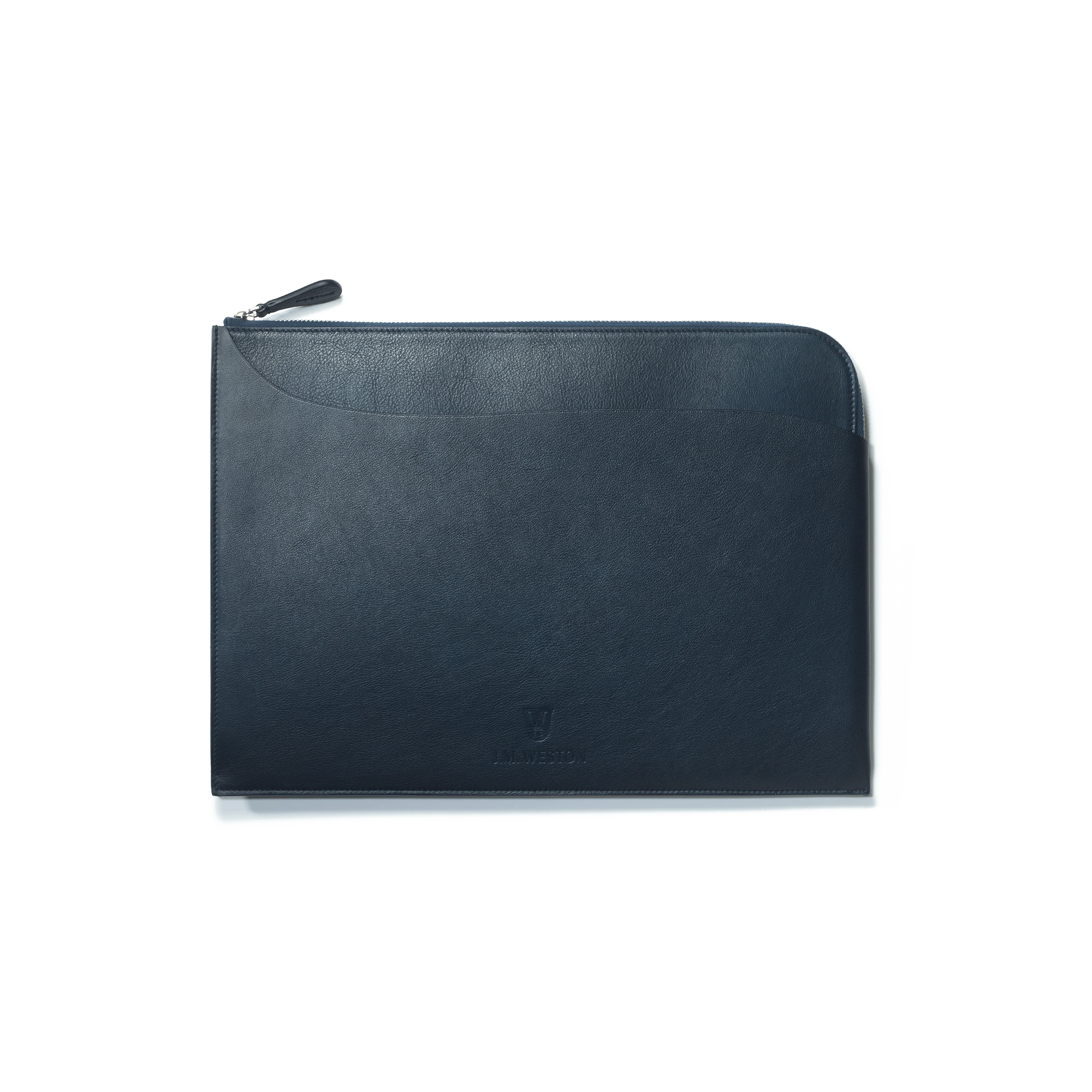 Pochette d'ordinateur Double You [Cuir veau lisse marine]