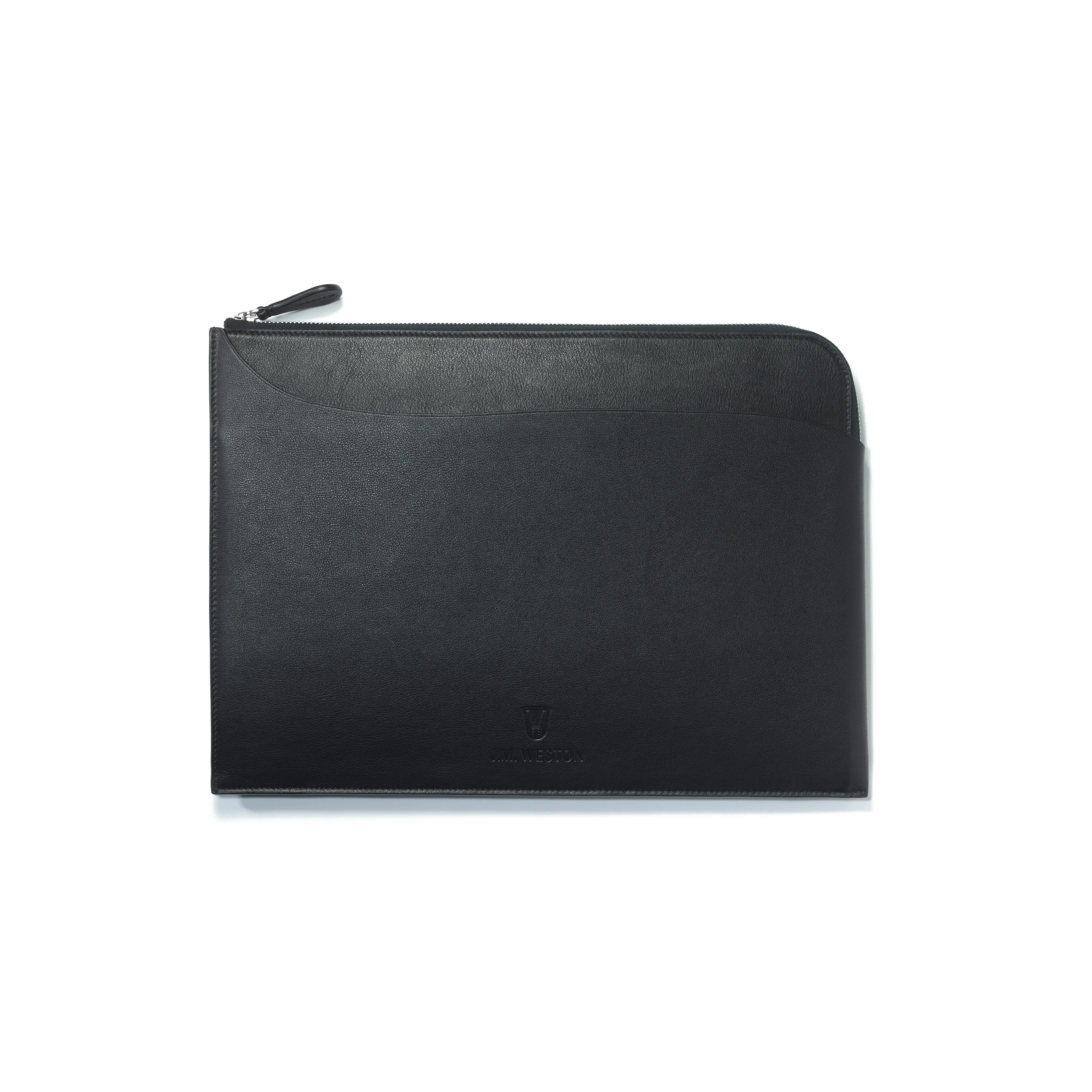 Pochette d'ordinateur Double You [Cuir veau lisse noir]