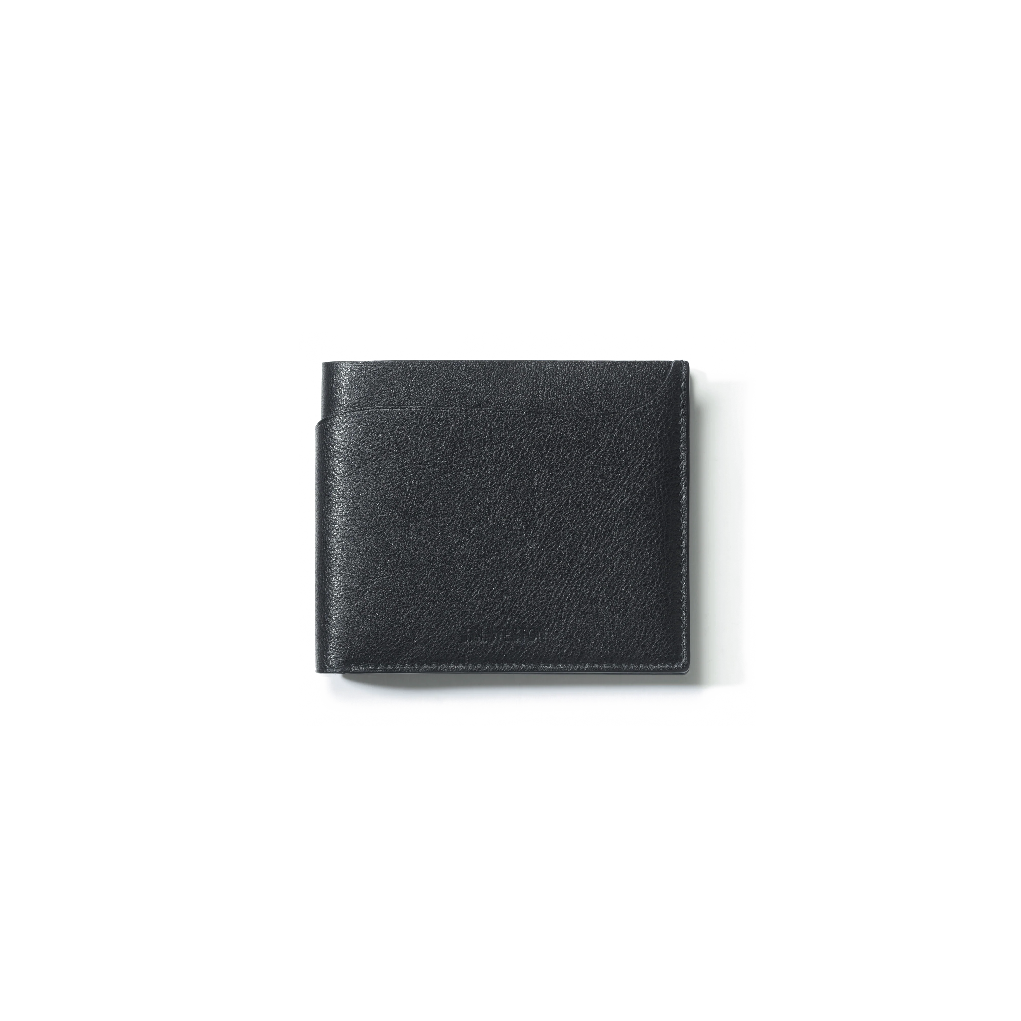 Portefeuille Compact Double You [Cuir veau lisse noir]