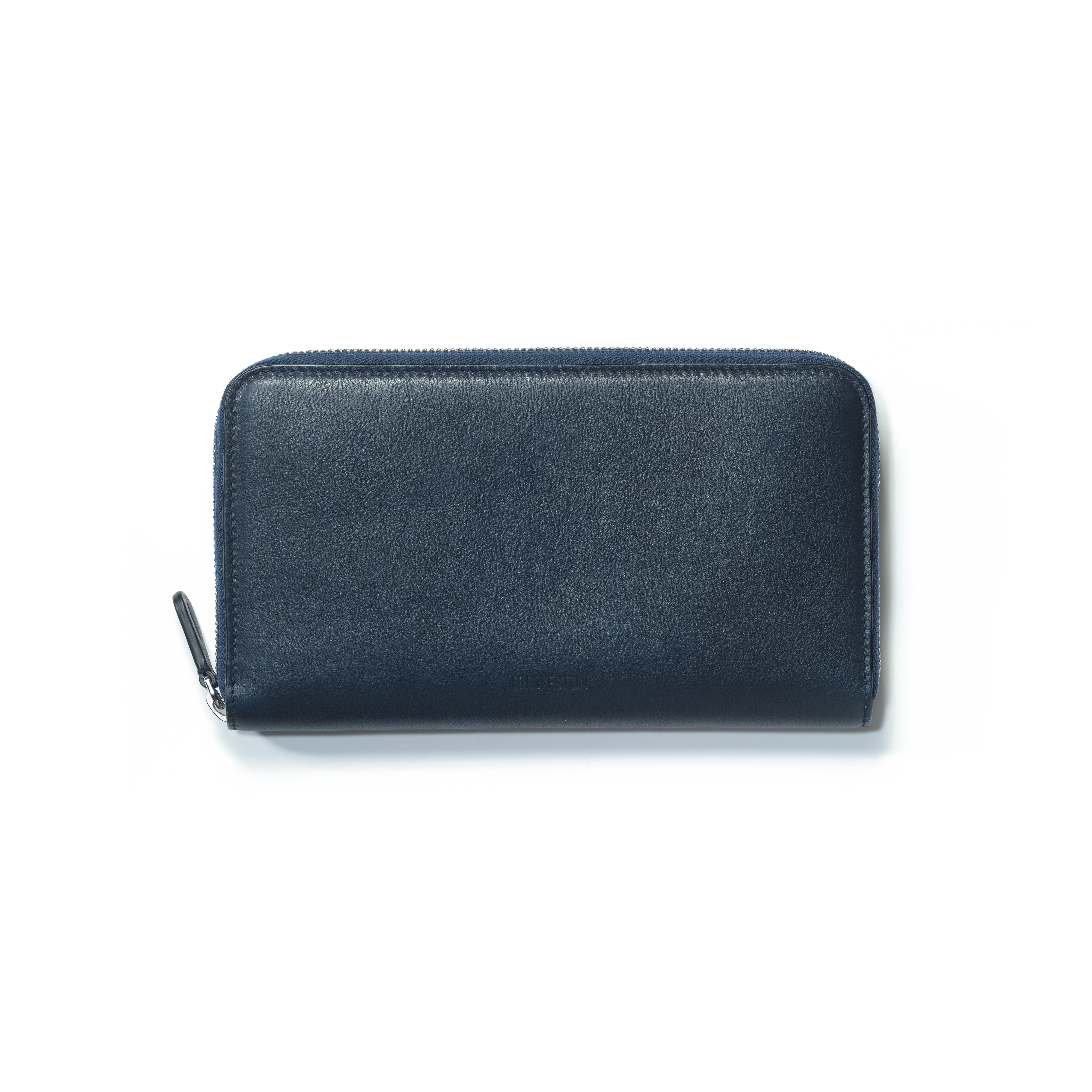 Portefeuille Long Double You [Cuir veau lisse marine]