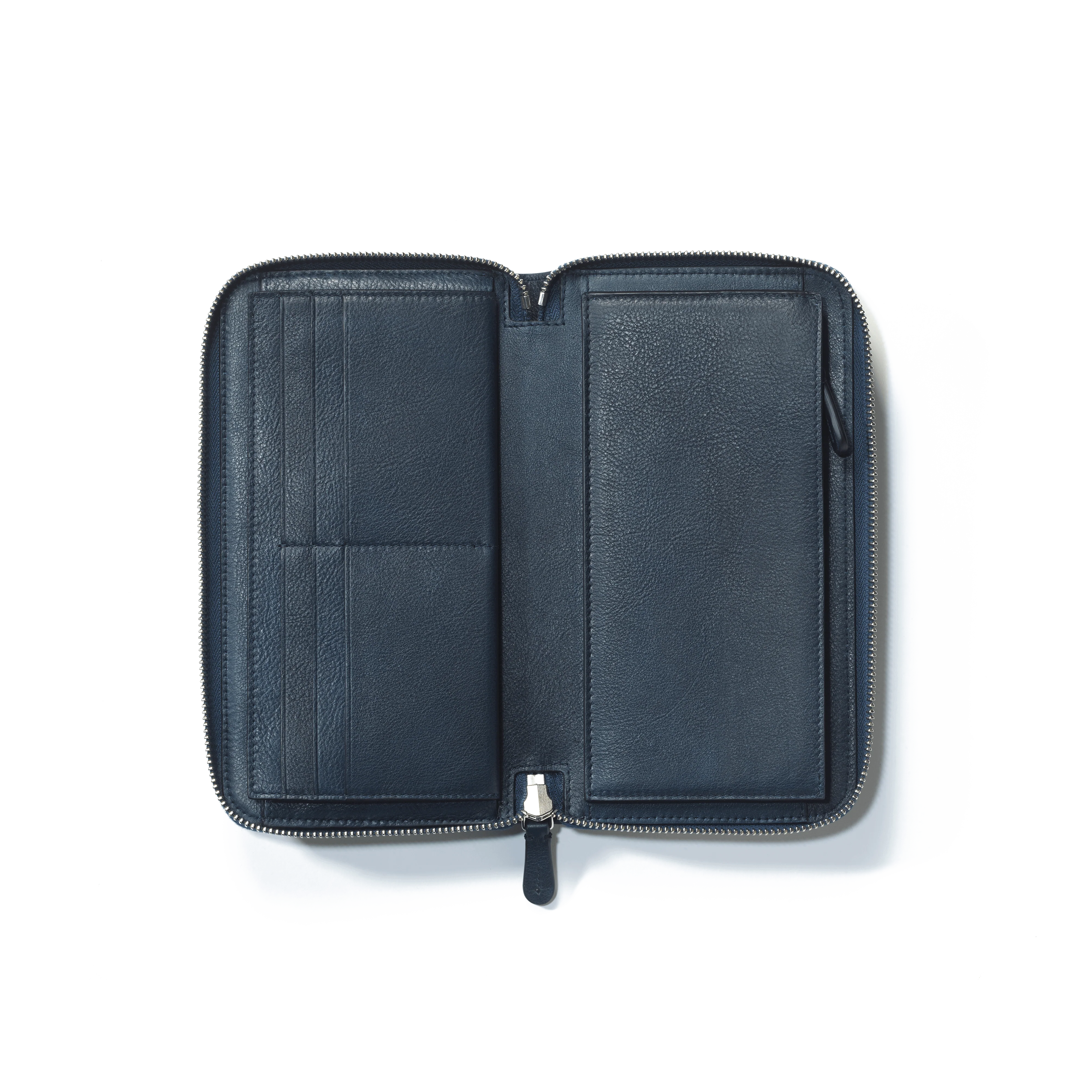 Portefeuille Long Double You [Cuir veau lisse marine] - Image 3