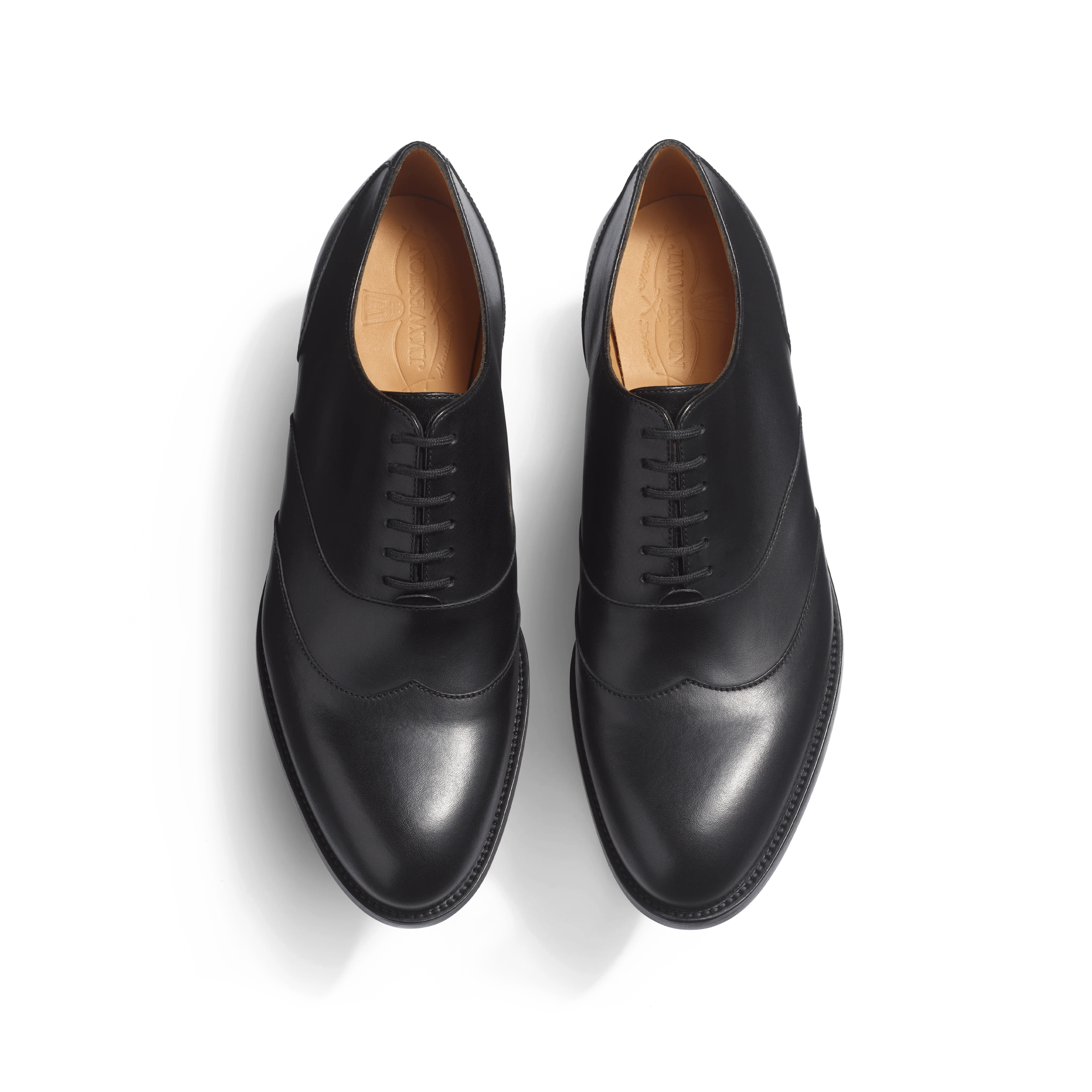 Richelieu à empiècements [femme cuir veau lisse noir] - Image 3