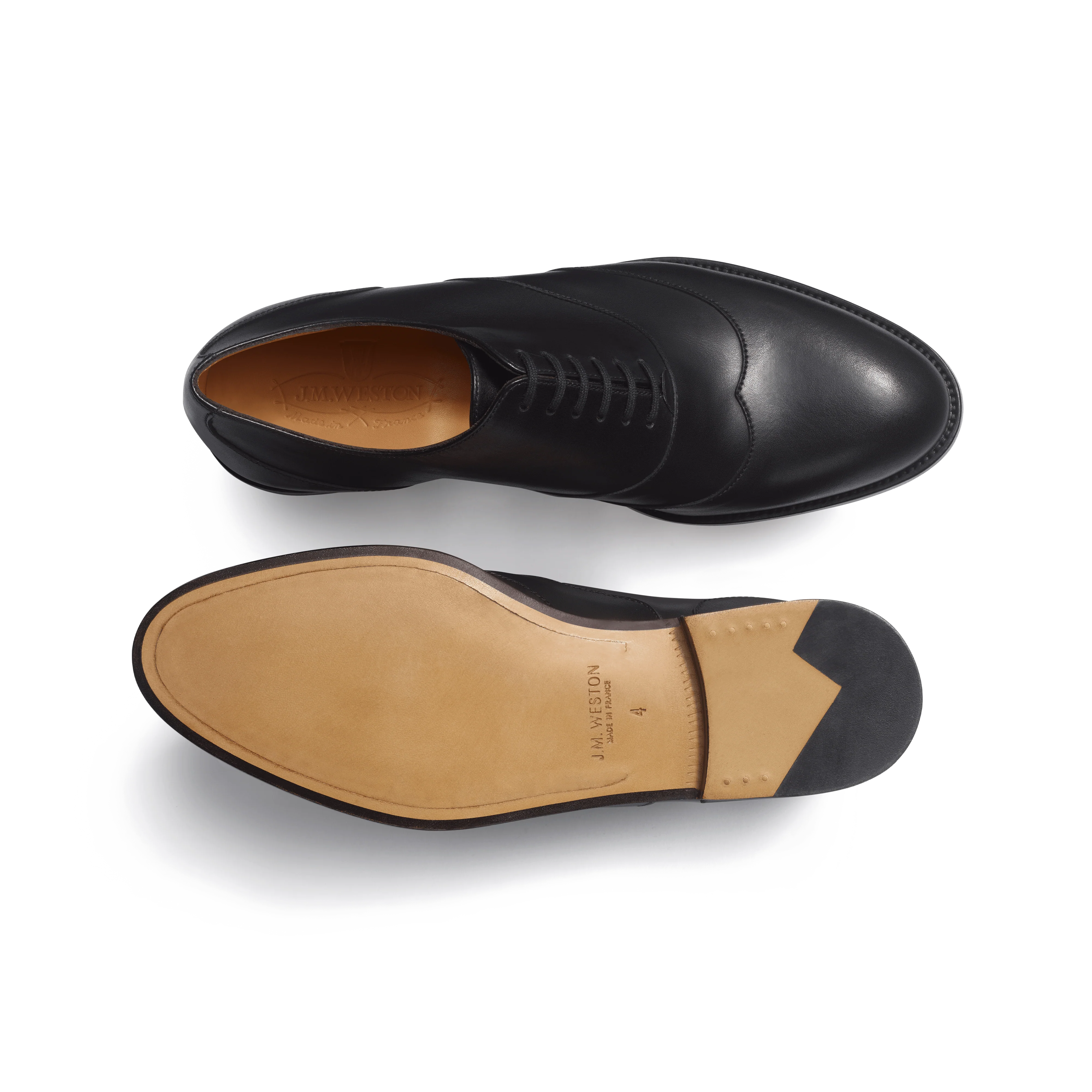 Richelieu à empiècements [femme cuir veau lisse noir] - Image 4