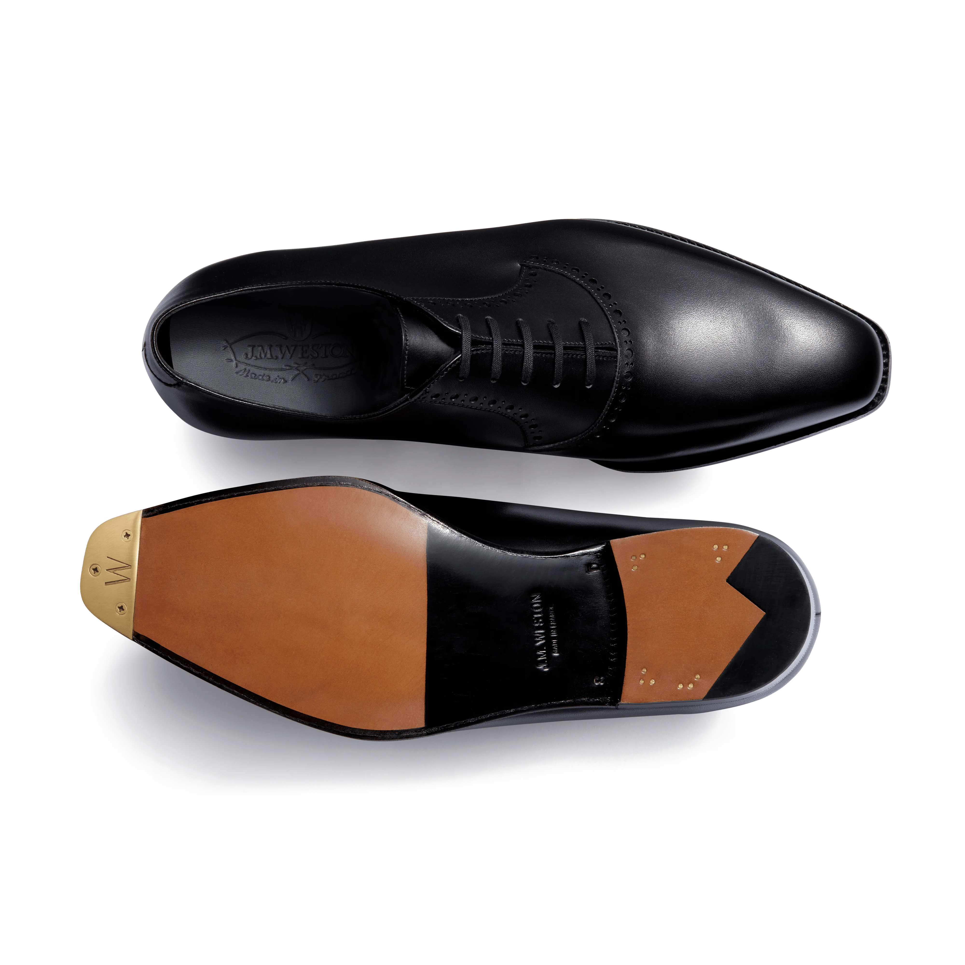 Richelieu à plastron perforé Fusain [homme cuir veau box noir] - Image 4