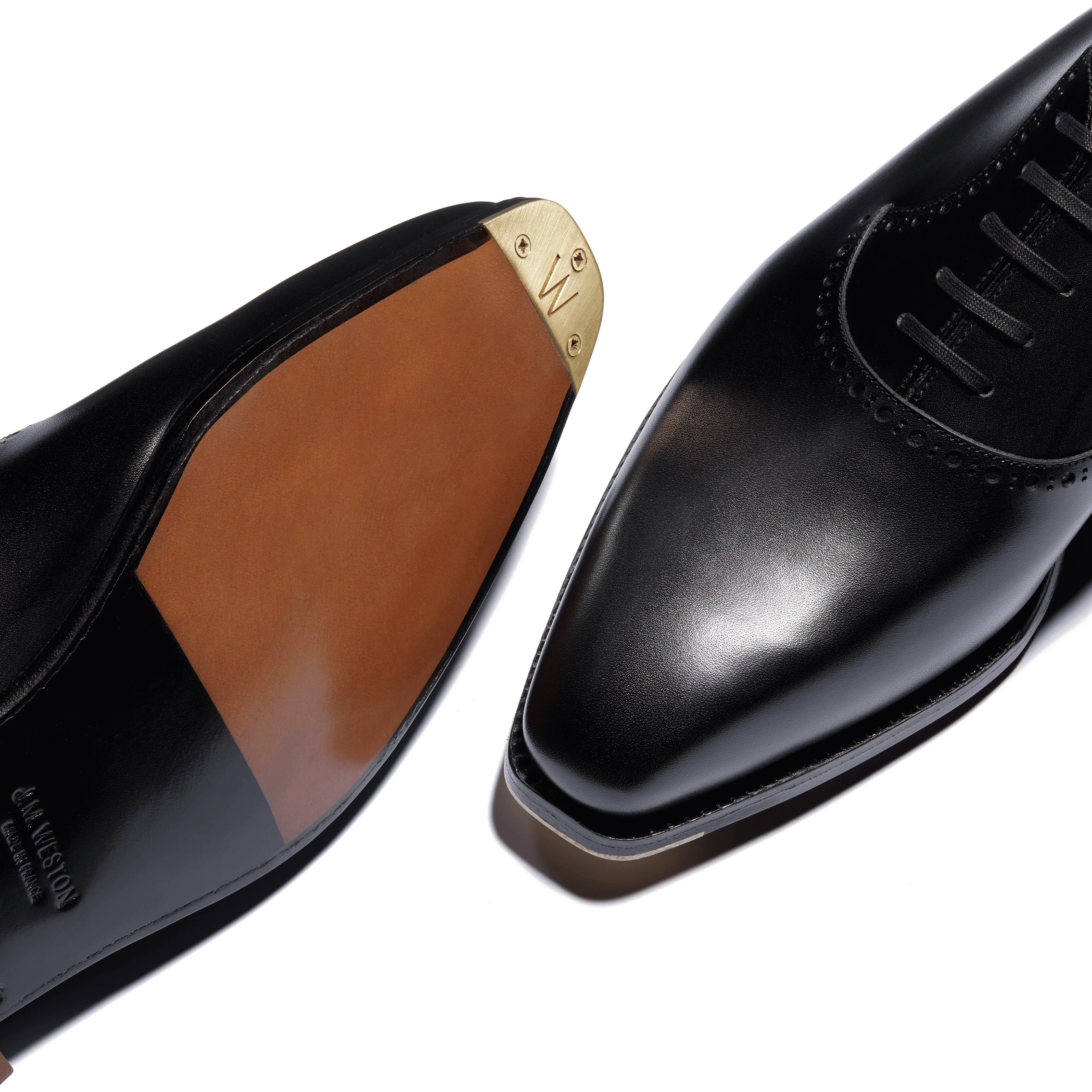 Richelieu à plastron perforé Fusain [homme cuir veau box noir] - Image 5