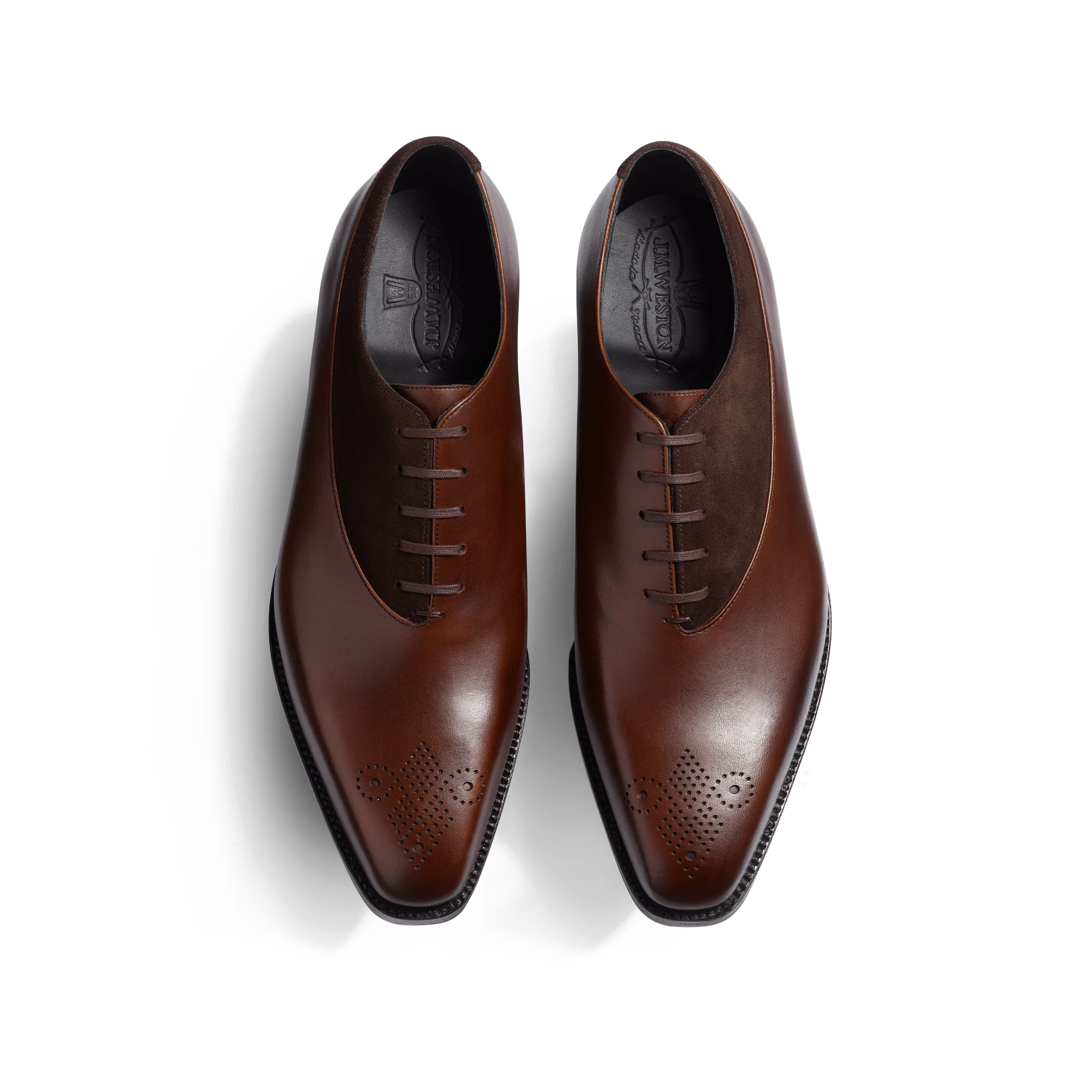 Richelieu Asymétrique Fusain [homme cuir veau nuancé café et veau velours marron] - Image 3