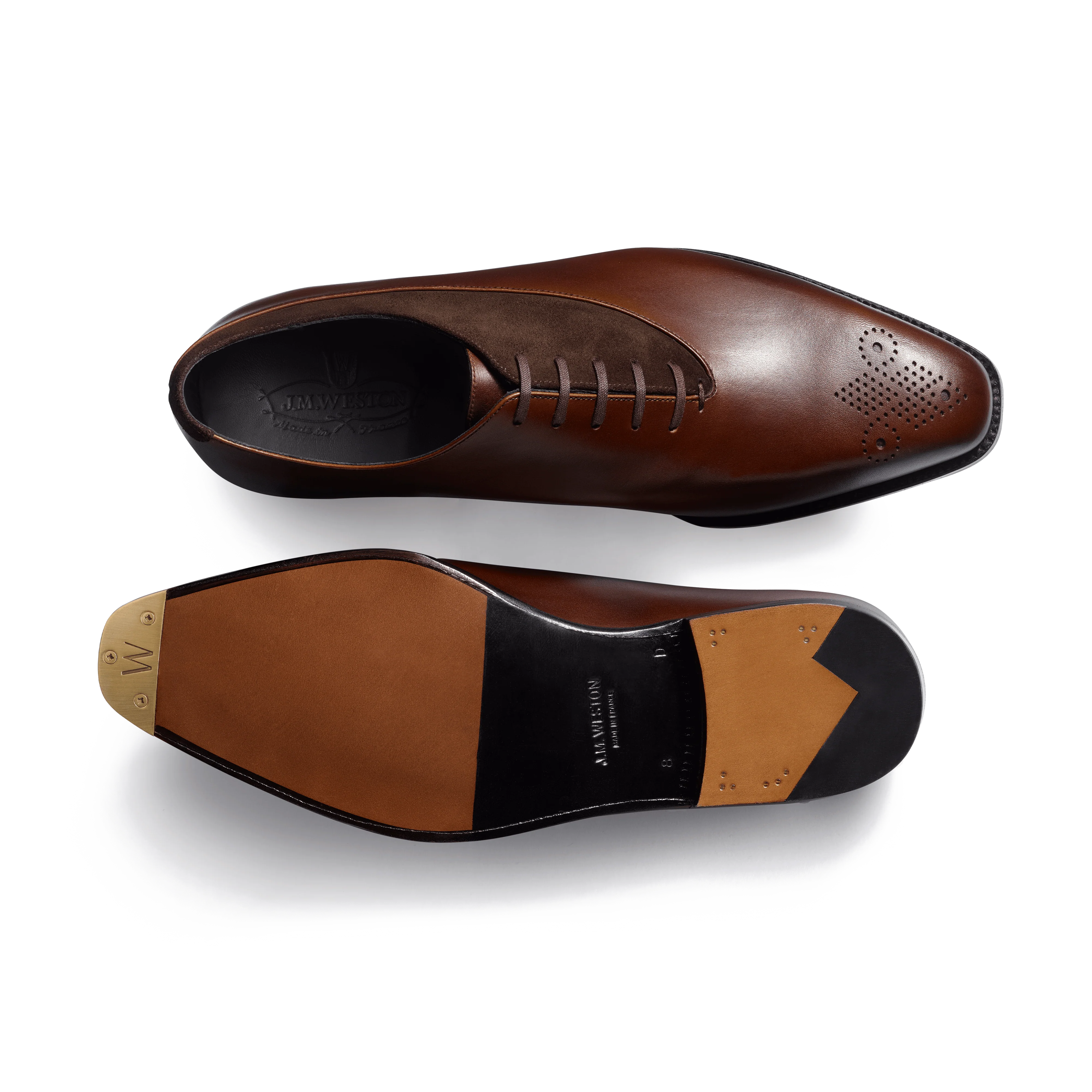 Richelieu Asymétrique Fusain [homme cuir veau nuancé café et veau velours marron] - Image 4