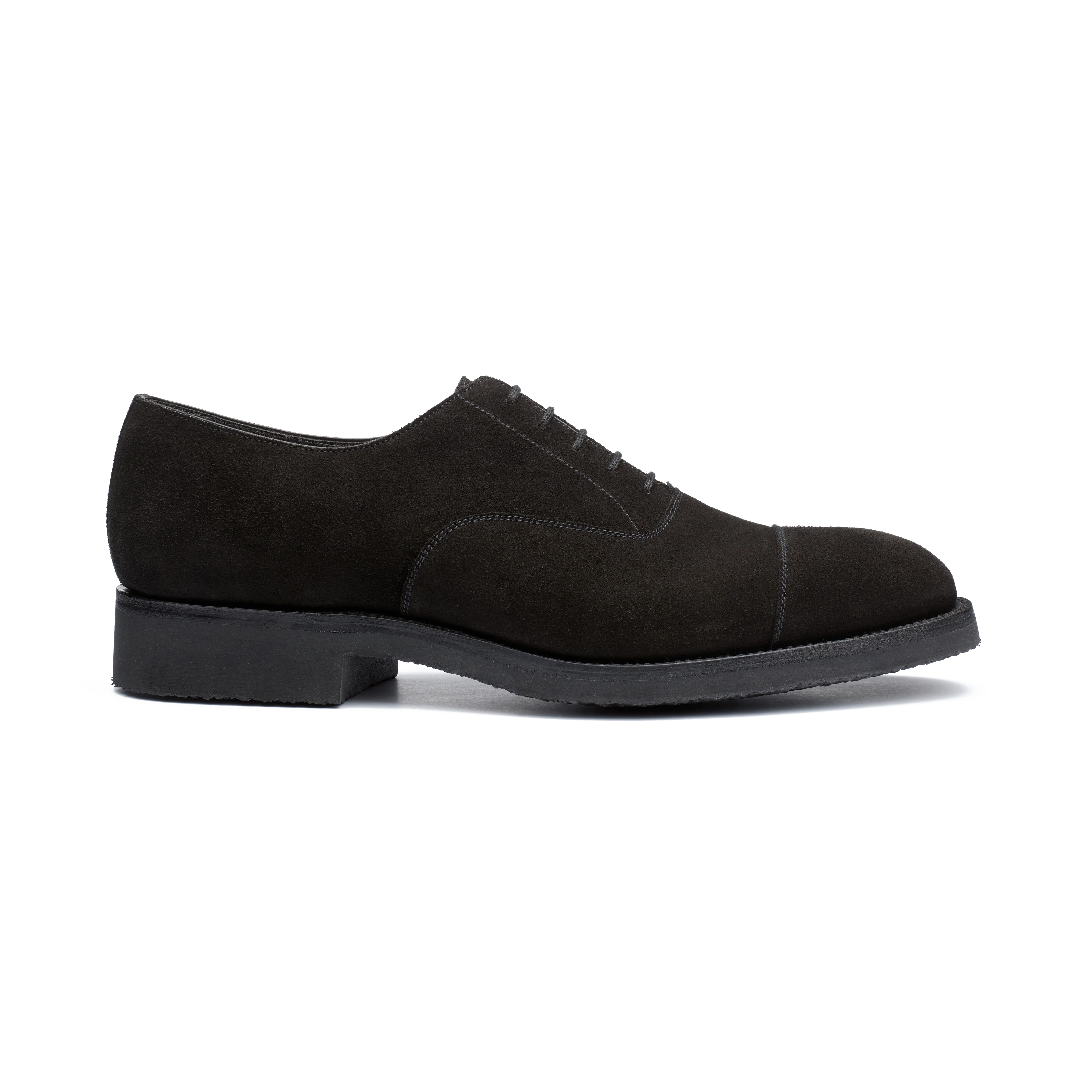 Richelieu bout droit semelle gomme effet crêpe [Homme cuir veau velours noir]