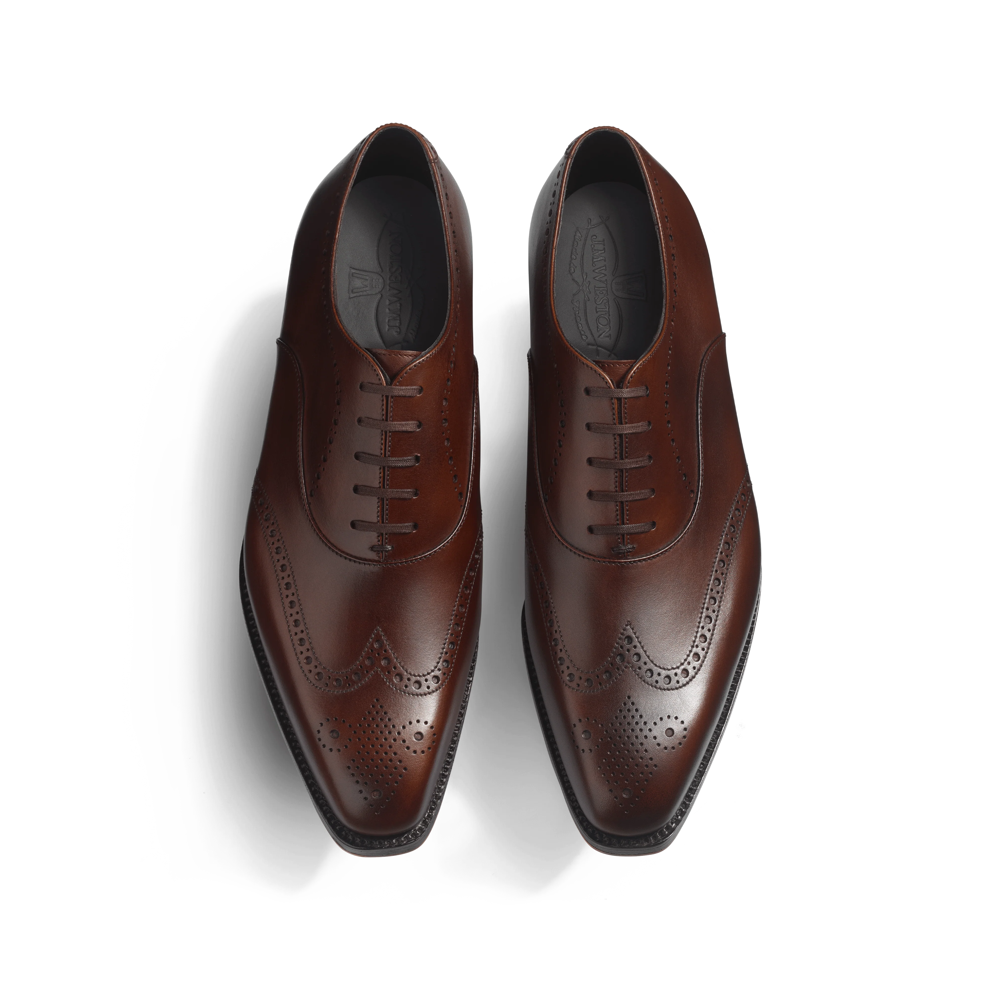 Richelieu Perforé Fusain [homme cuir veau box nuancé café] - Image 3