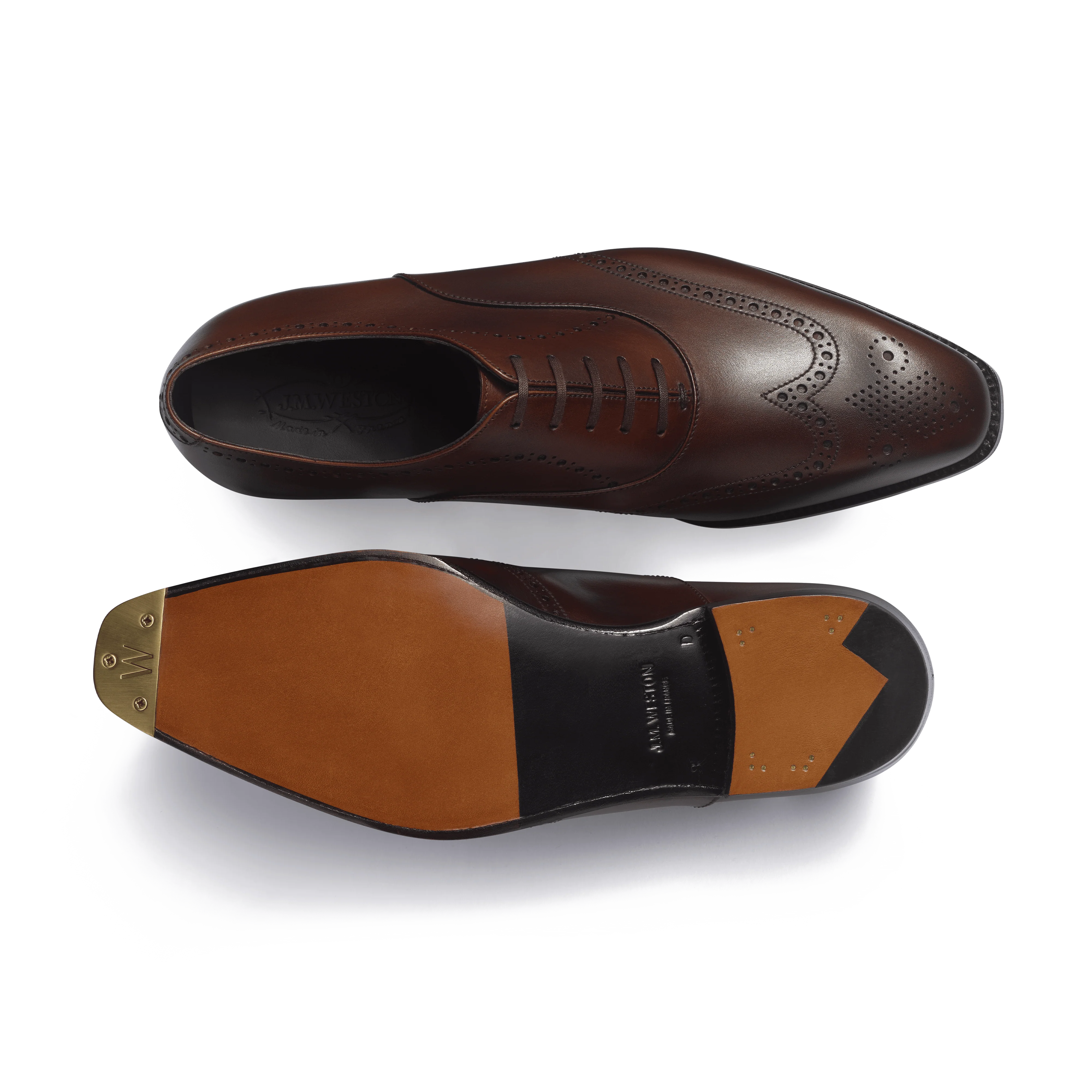 Richelieu Perforé Fusain [homme cuir veau box nuancé café] - Image 4