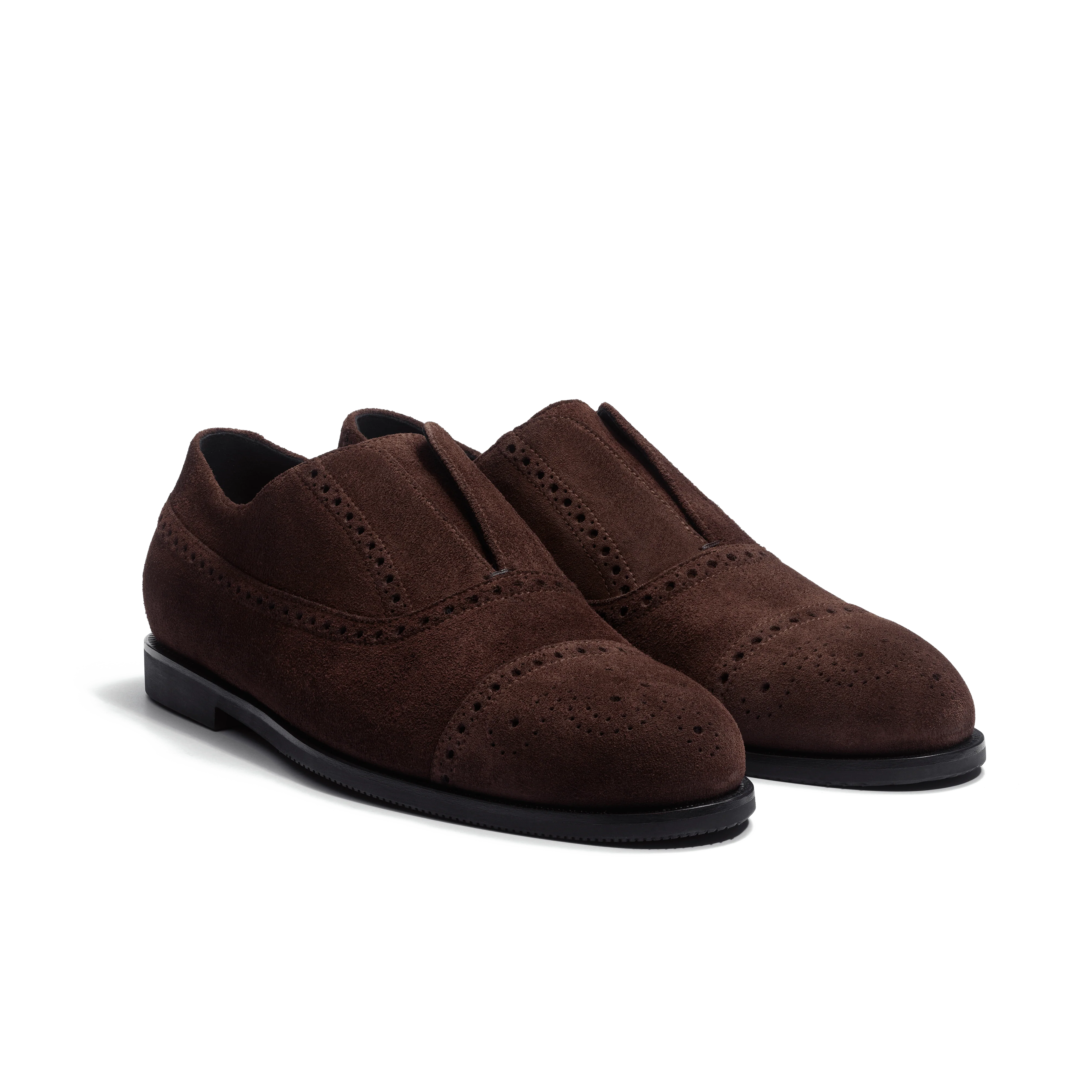 Richelieu Sans Gêne Perforé Iéna [homme cuir veau velours marron foncé] - Image 2