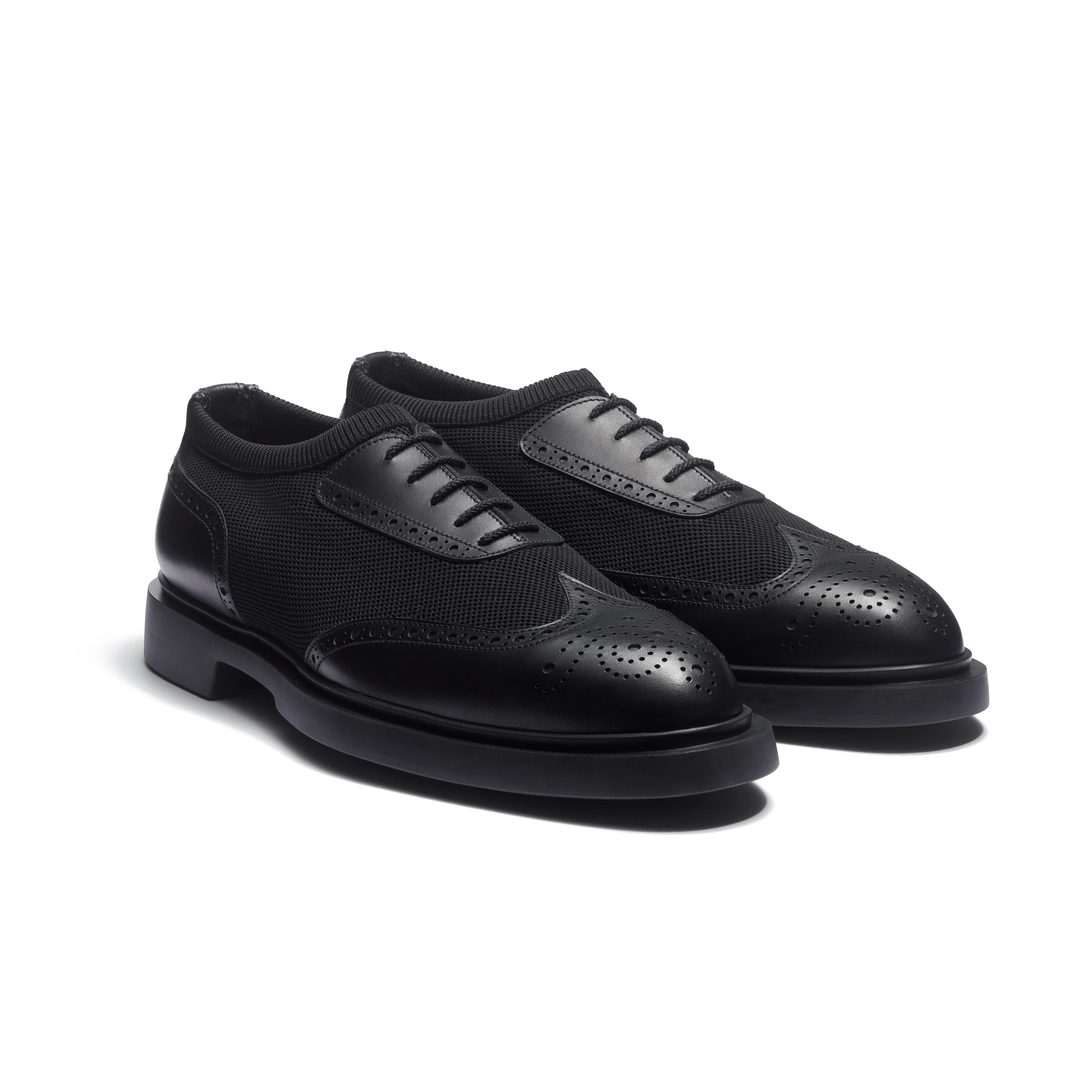 Richelieu Walker Knit [homme maille nylon noir et cuir veau lisse noir] - Image 2