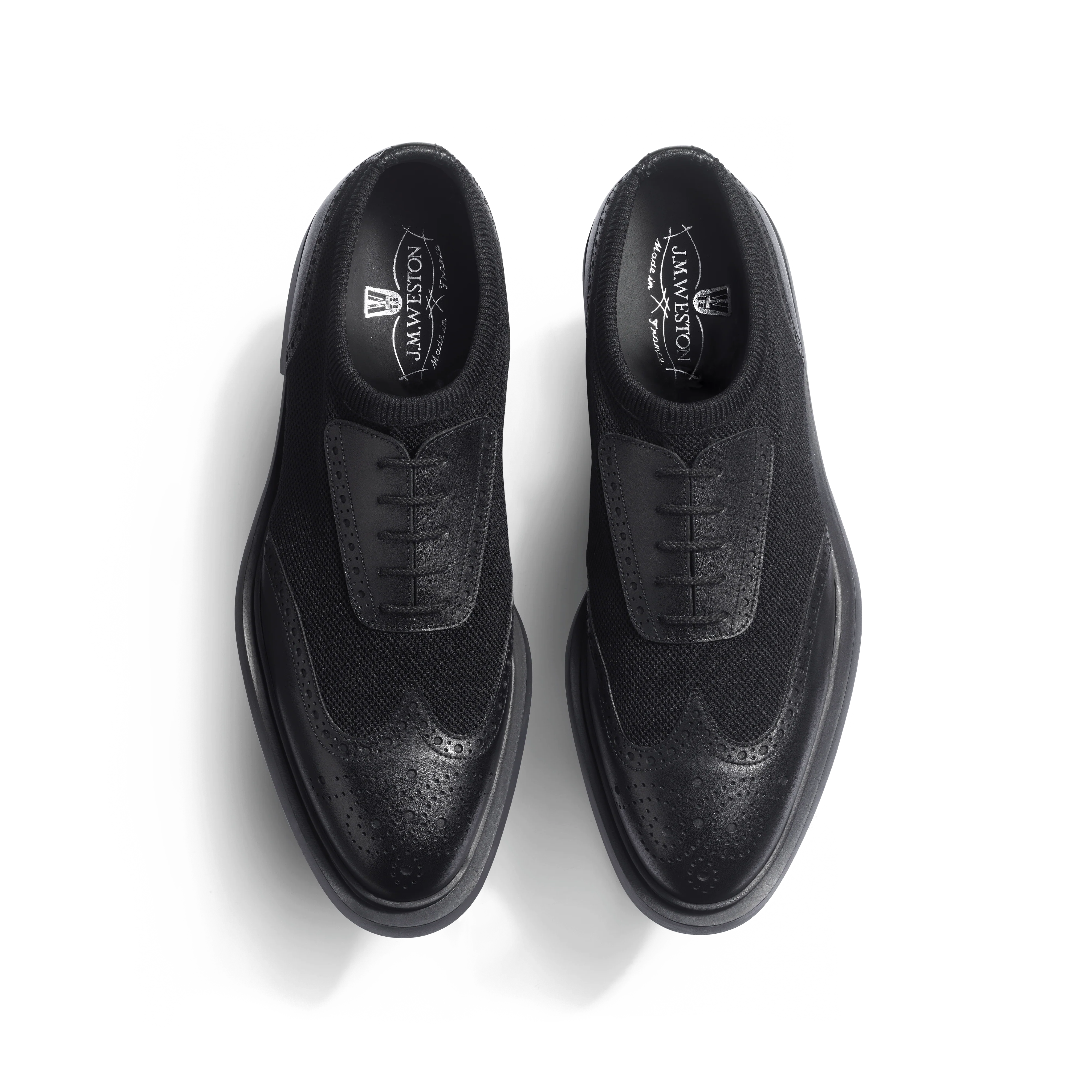 Richelieu Walker Knit [homme maille nylon noir et cuir veau lisse noir] - Image 3