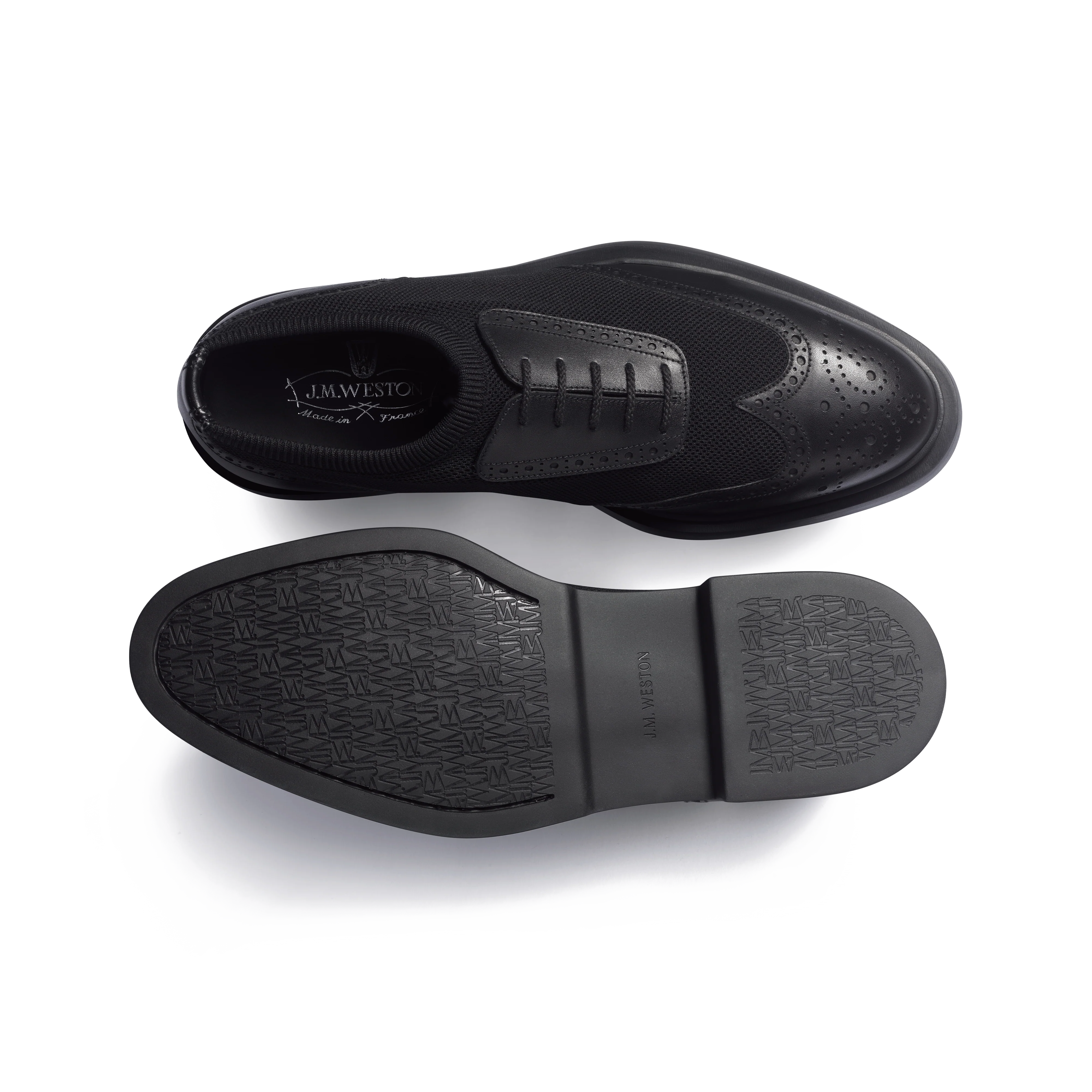 Richelieu Walker Knit [homme maille nylon noir et cuir veau lisse noir] - Image 4