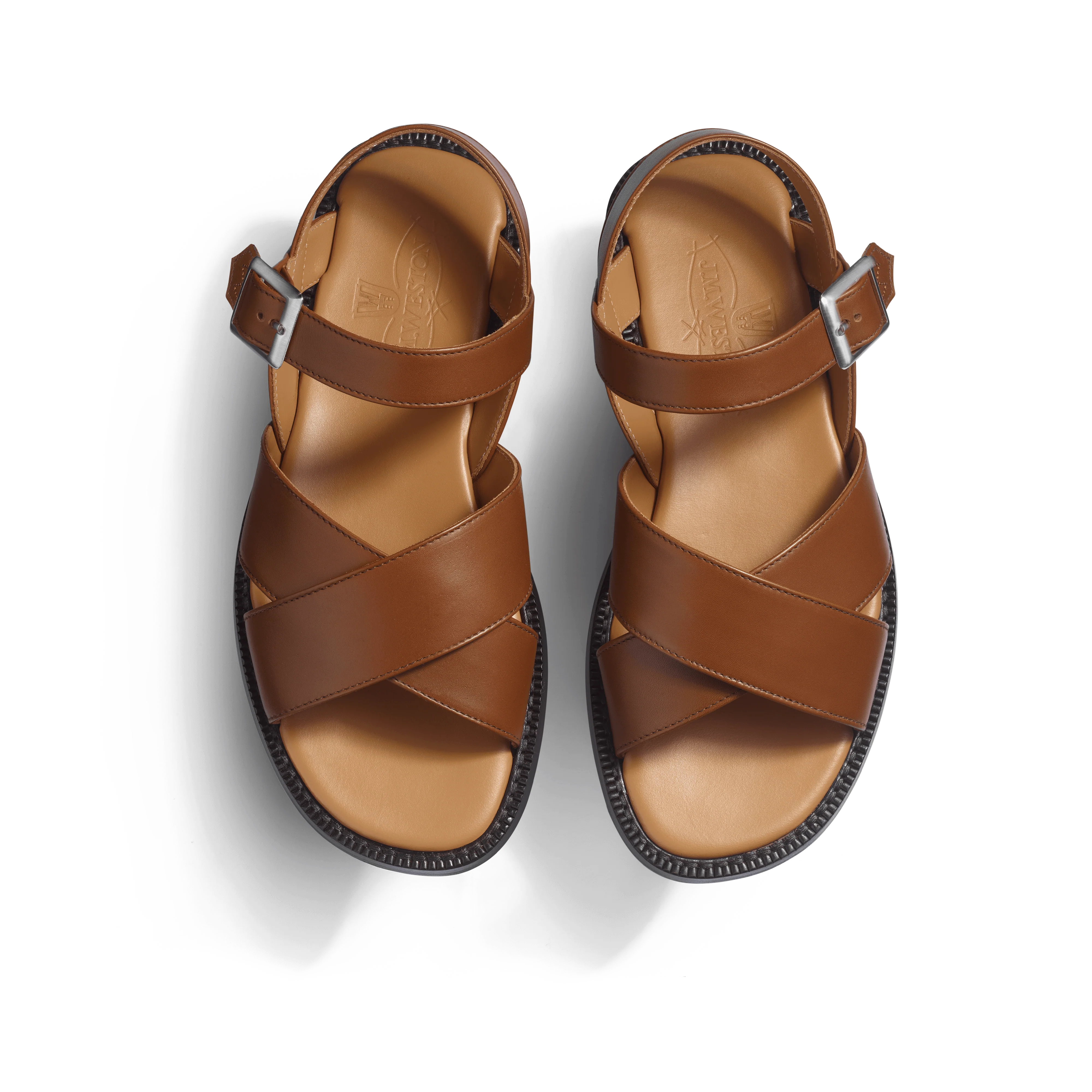 Sandale Double V  [femme cuir veau lisse marron bergeronnette] - Image 3