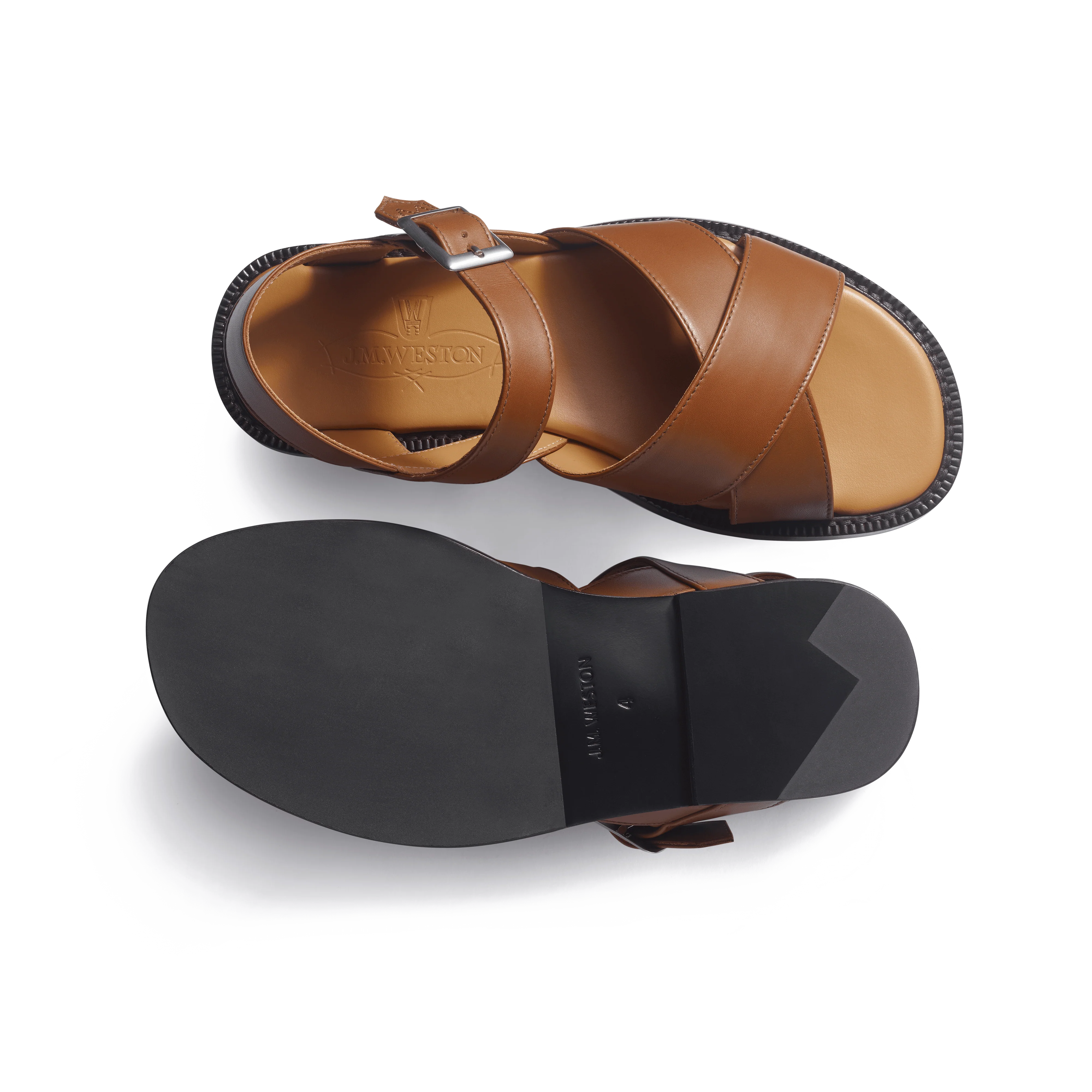Sandale Double V  [femme cuir veau lisse marron bergeronnette] - Image 4