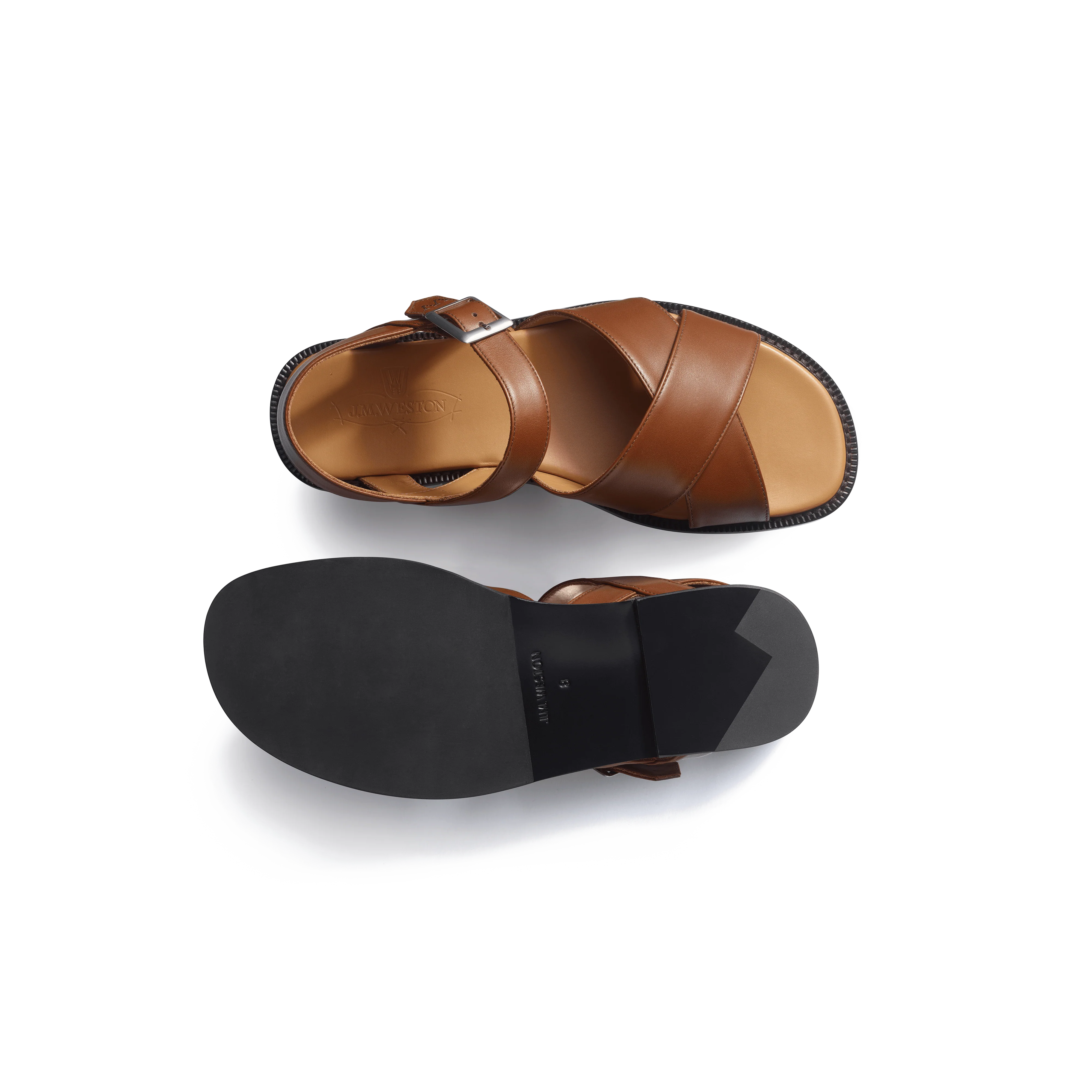 Sandale Double V [homme cuir veau lisse bergeronnette] - Image 4