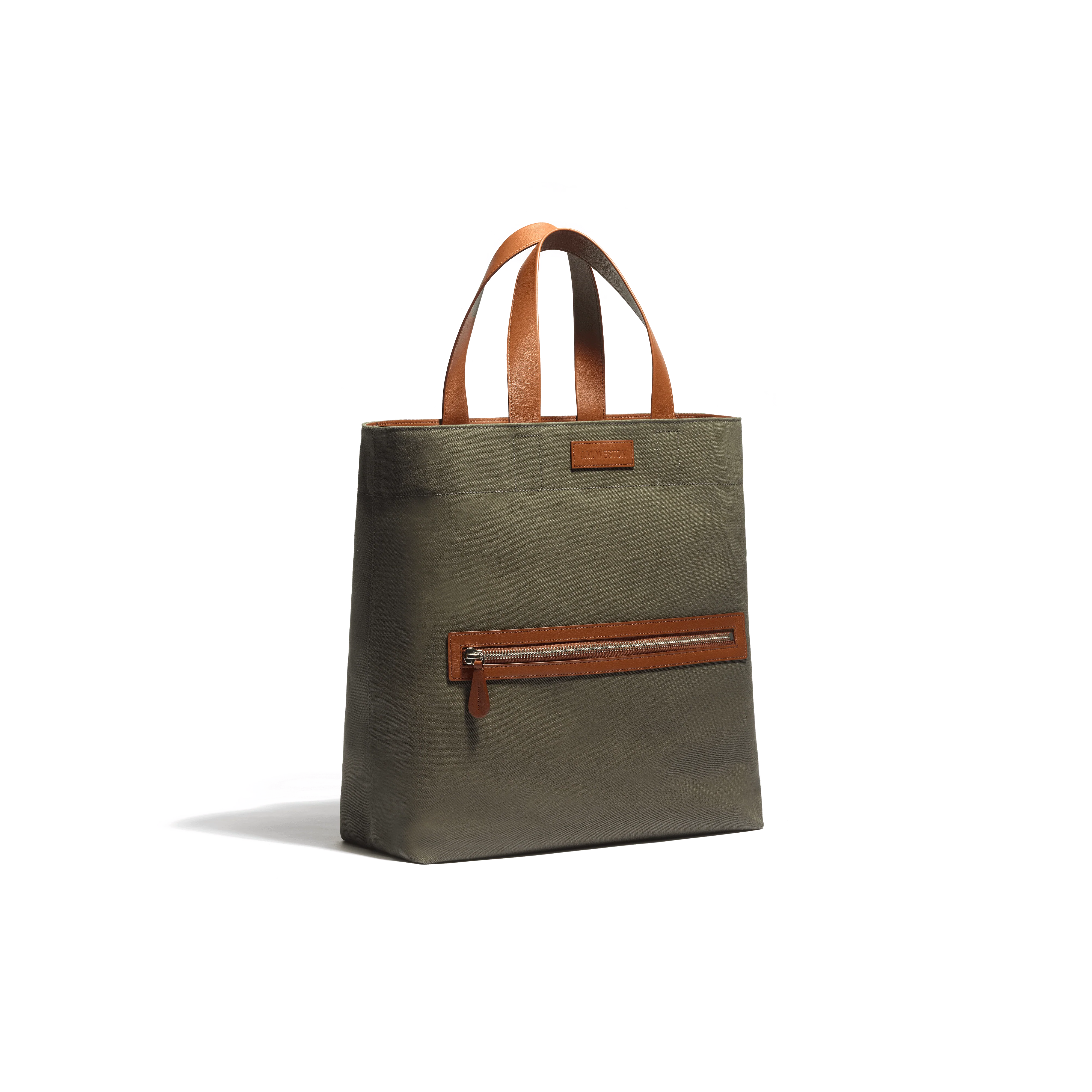 Tote Bag Walker Grand Modèle [Toile kaki & cuir veau lisse bergeronnette] - Image 2