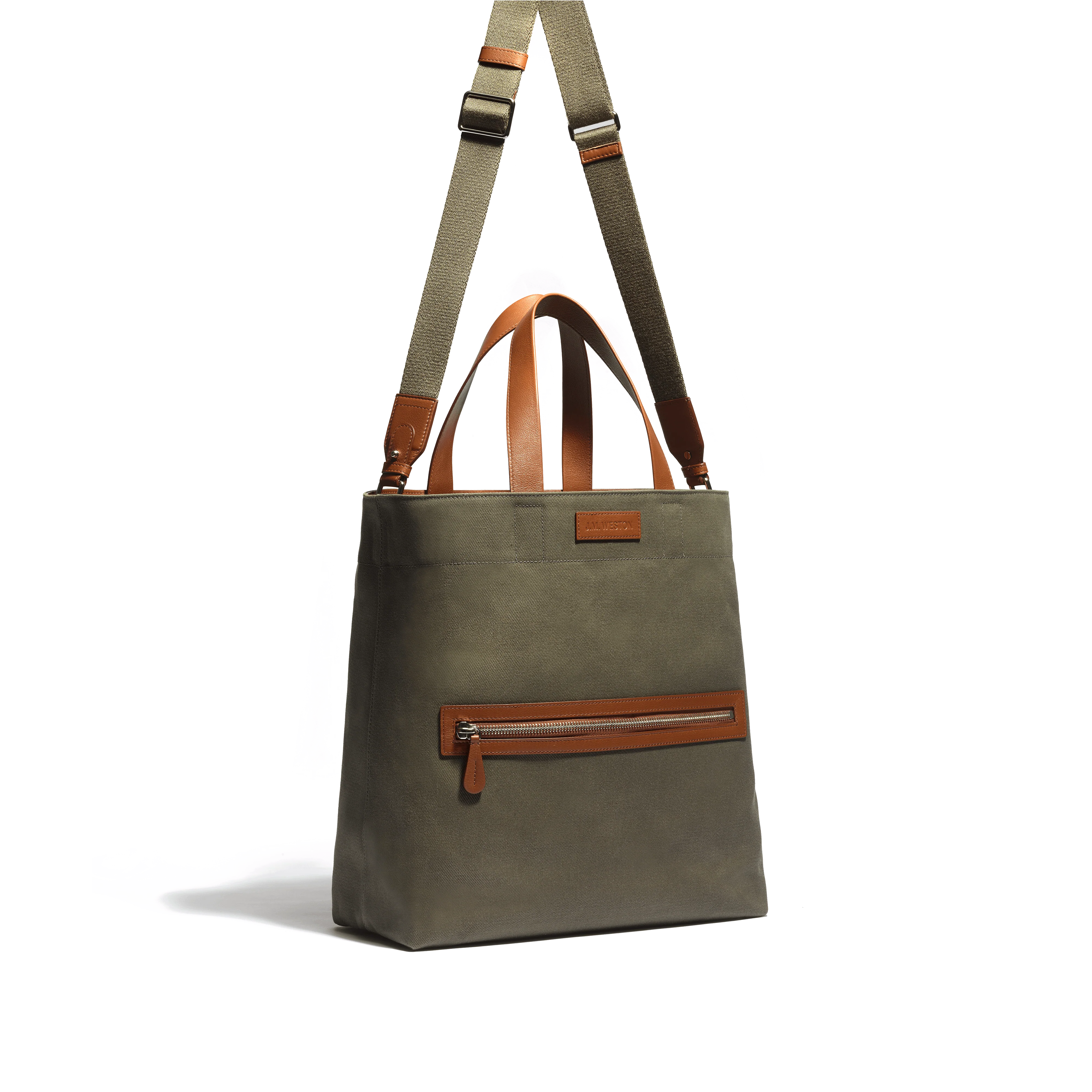 Tote Bag Walker Grand Modèle [Toile kaki & cuir veau lisse bergeronnette] - Image 3