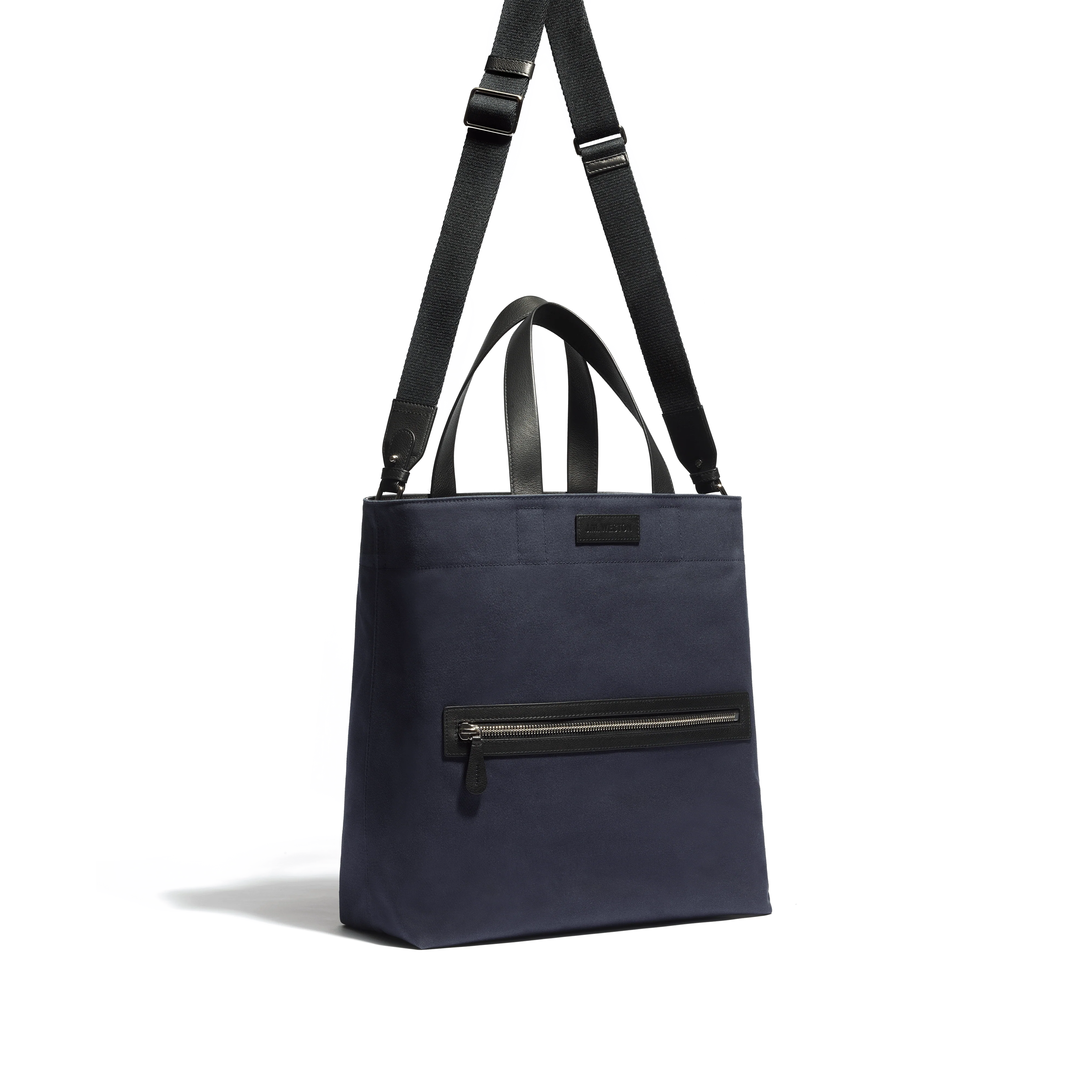 Tote Bag Walker Grand Modèle [Toile marine & cuir veau lisse noir] - Image 3