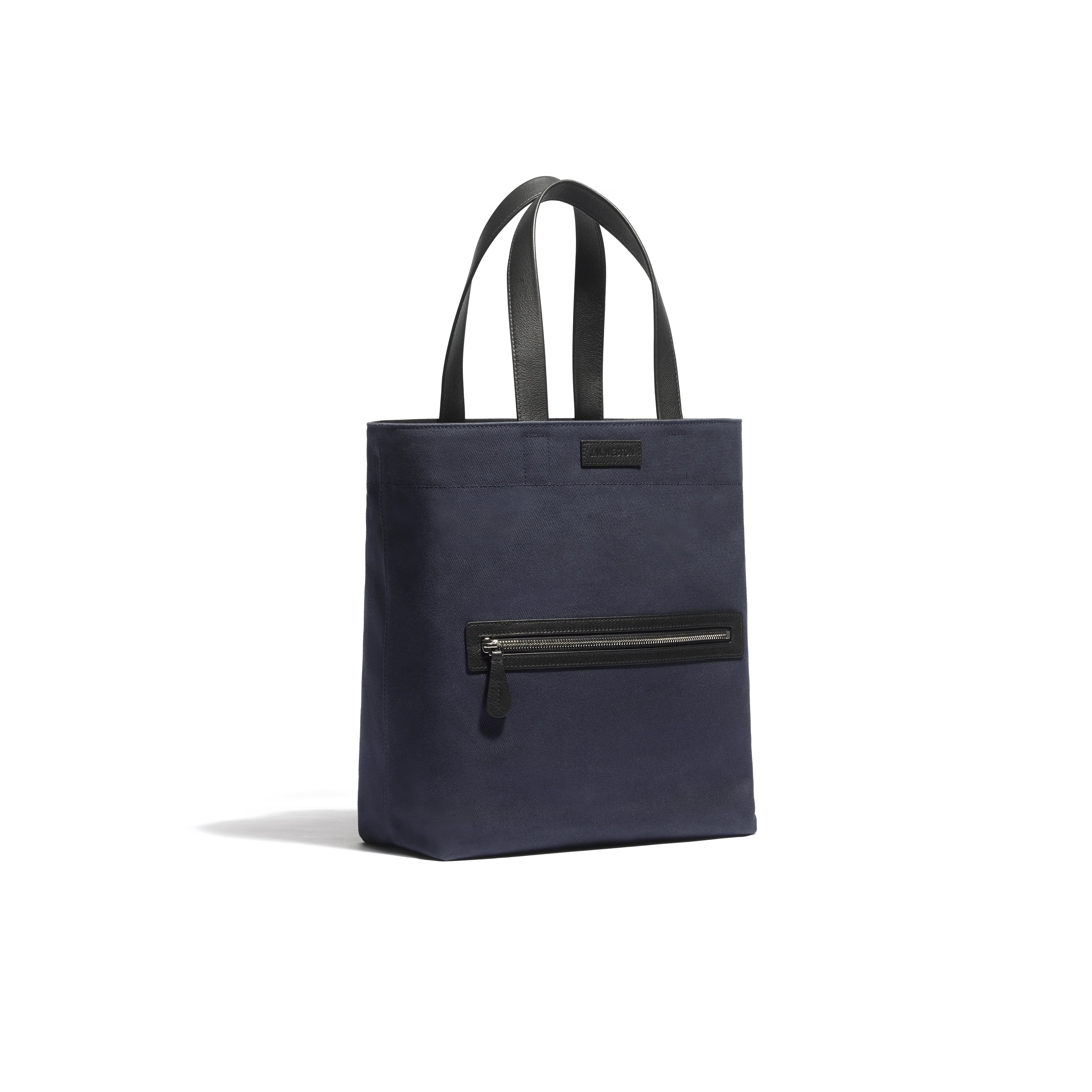 Tote Bag Walker Petit Modèle [Toile marine & cuir veau lisse noir] - Image 2